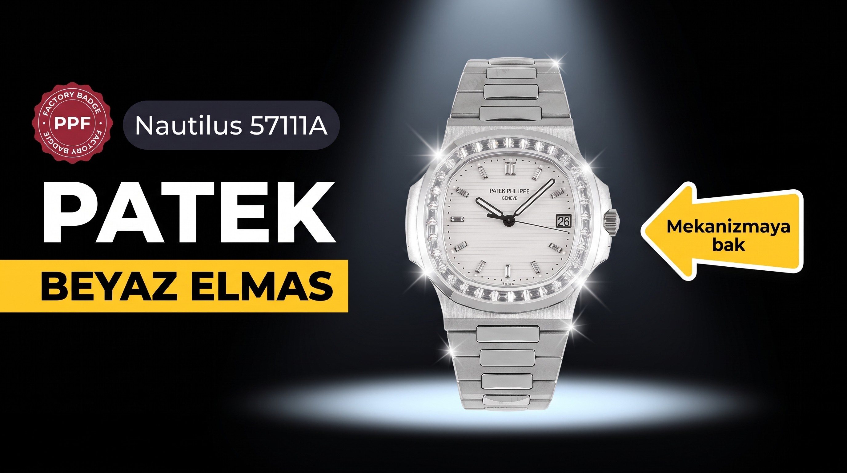 PPF Factory Patek Philippe Sport Elegance Serisi 5711/1A 010 Beyaz Kadran Elmas Kakmalı Nautilus İncelemesi