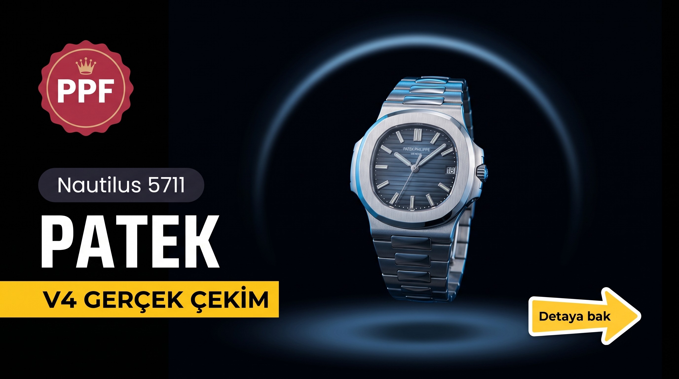 PPF Factory v4 sürümü Patek Philippe Nautilus 5711 replika saat gerçek çekim incelemesi