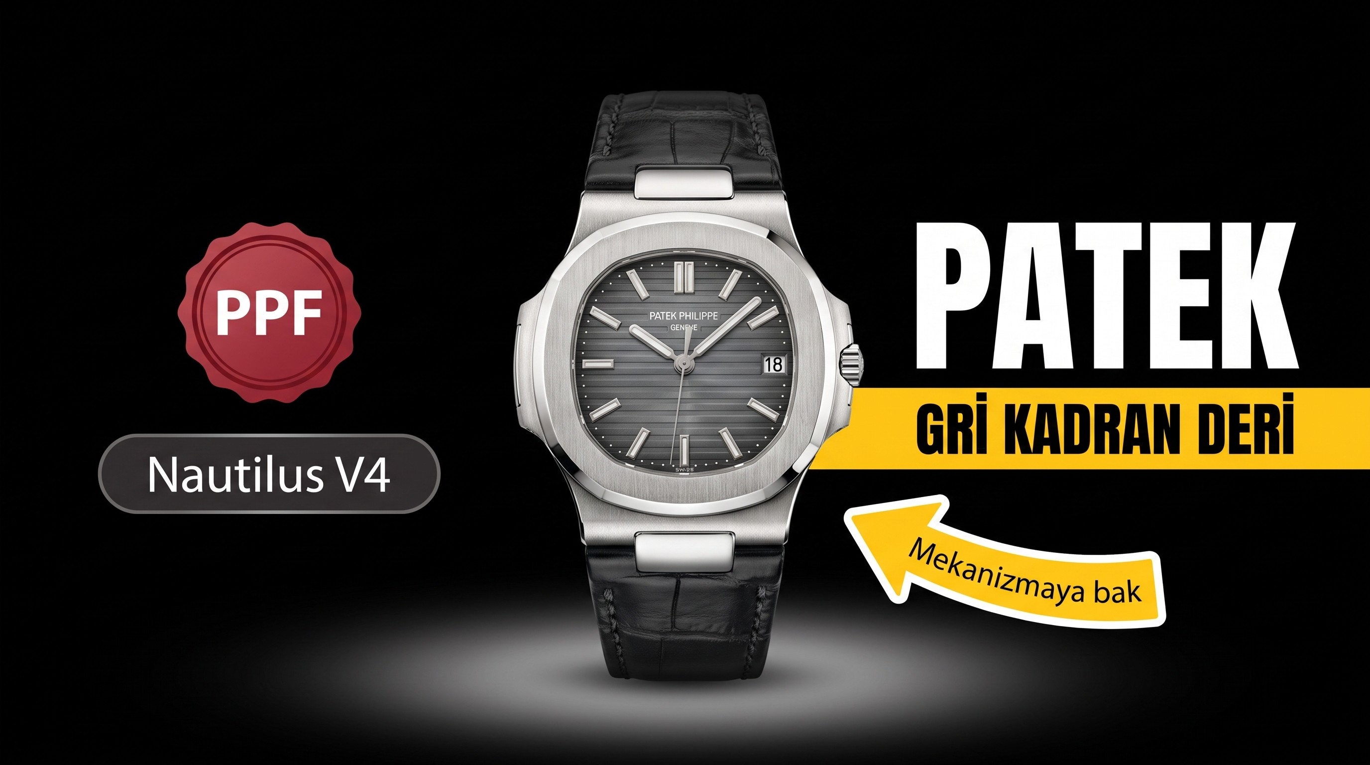 PPF Nautilus V4 versiyon gri kadran deri kayış