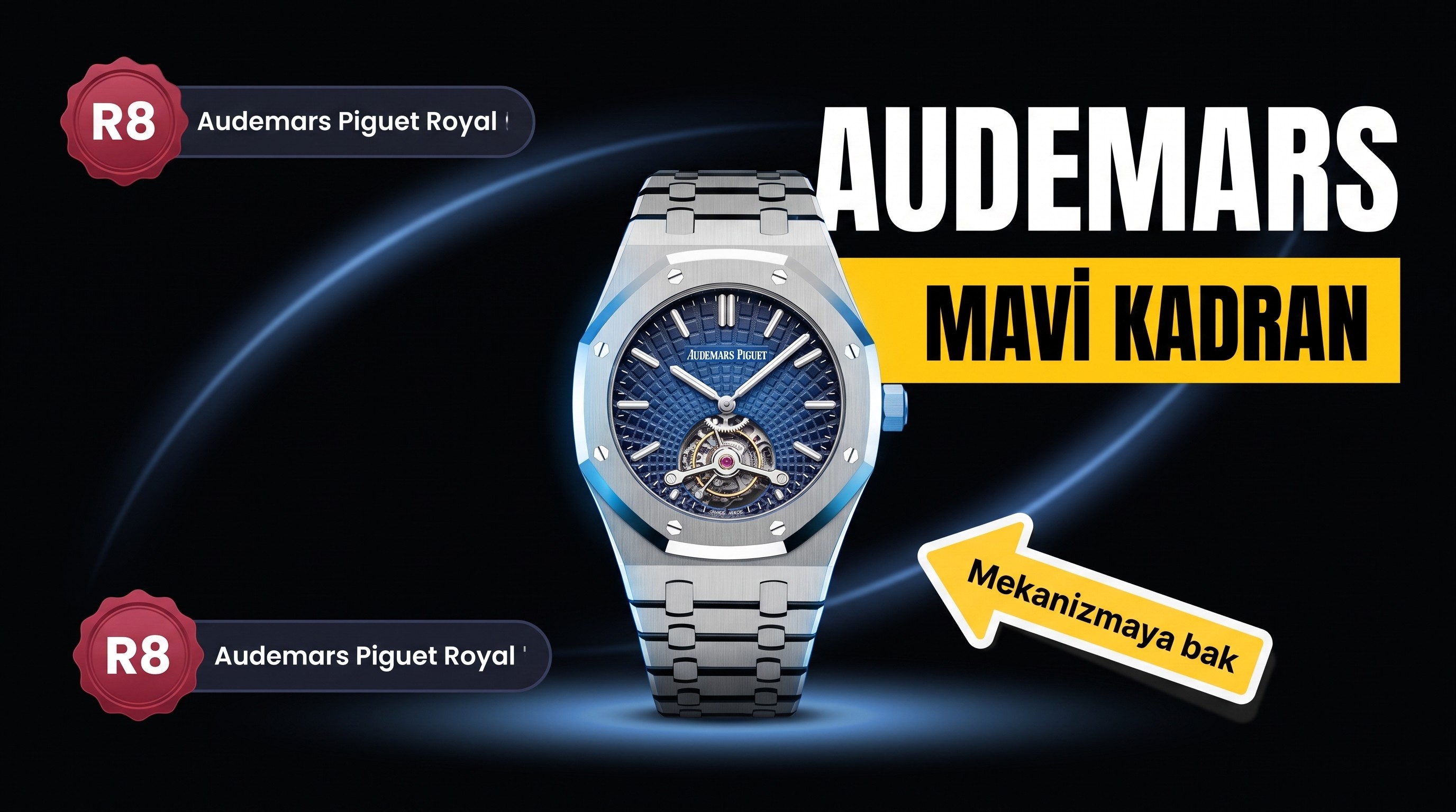 R8 Factory Audemars Piguet Royal Oak Tourbillon V2 Yükseltilmiş Sürüm, Beyaz Kasa Mavi Kadran