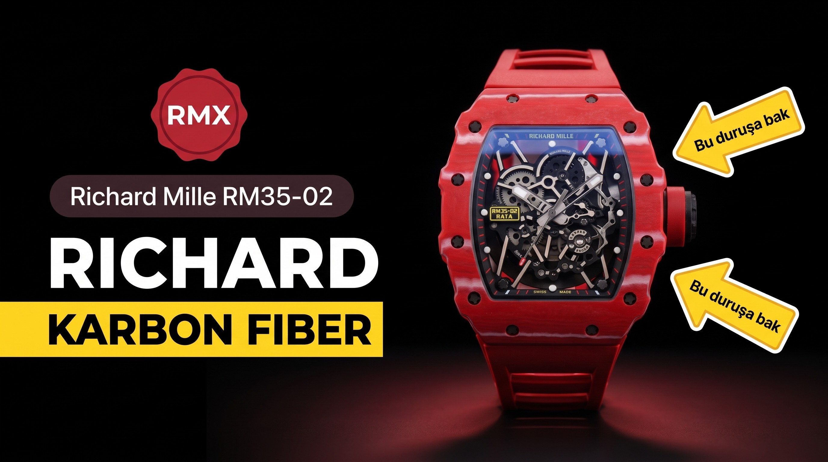 RMX Factory Richard Mille RM35-02 Karbon Fiber Kırmızı Şeytan Kol Saati