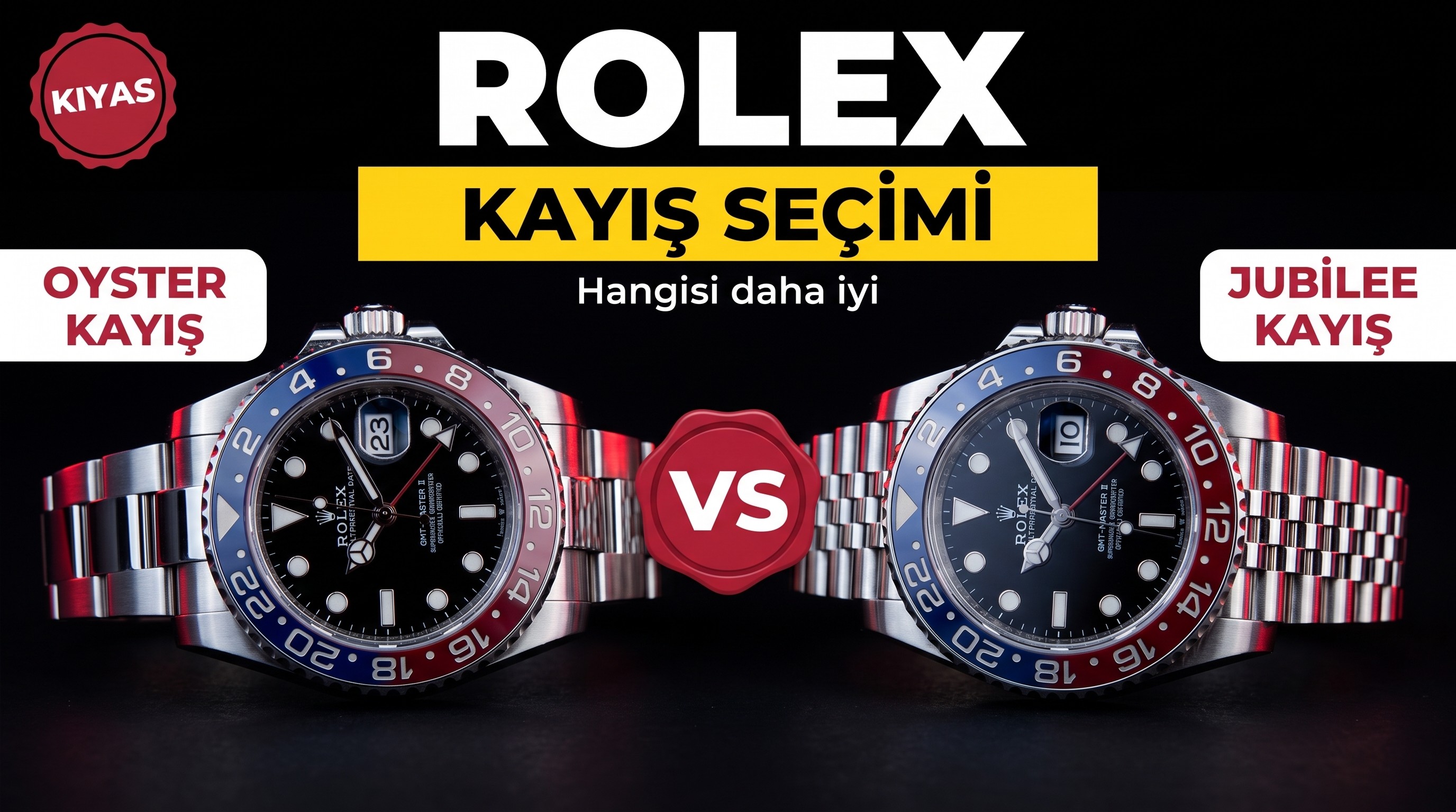 Rolex saatlerde üç halkalı "Oyster" ve "Jubilee" kayışı: hangisini seçmeli?