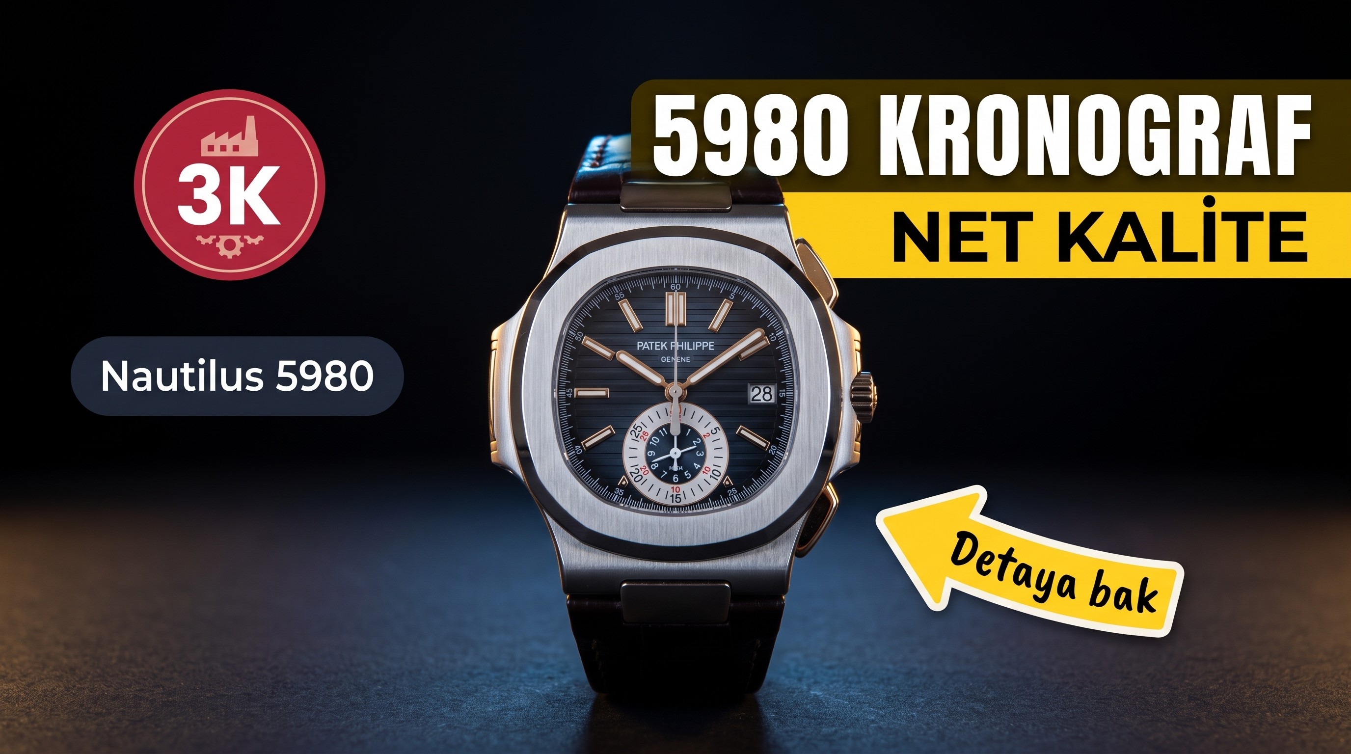 3K V2 Nautilus 5980 Kronograf Kol Saati