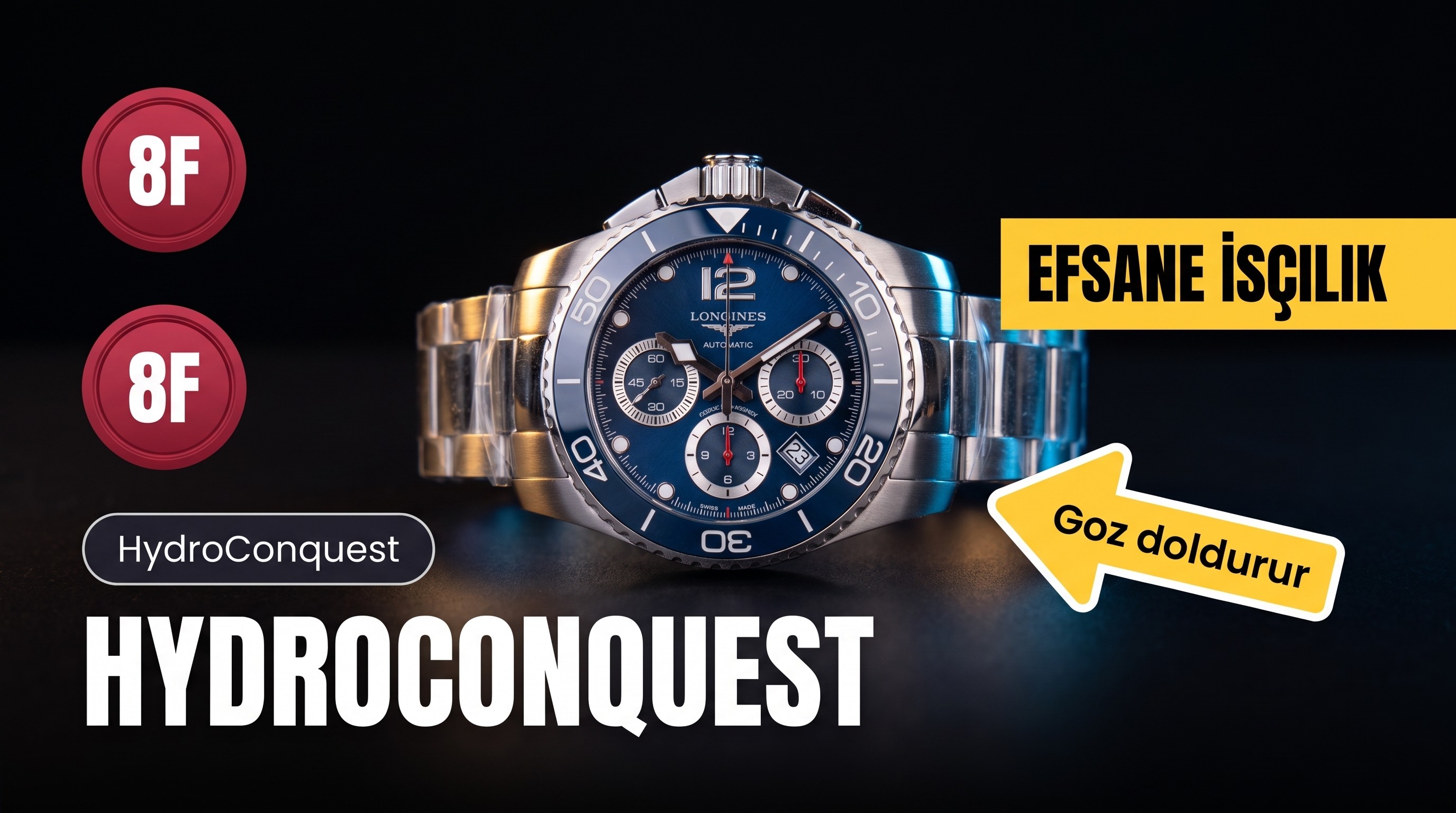8F Factory Longines HydroConquest Kronograf Serisi 2020 Yeni Model İncelemesi - Mavi Kadran