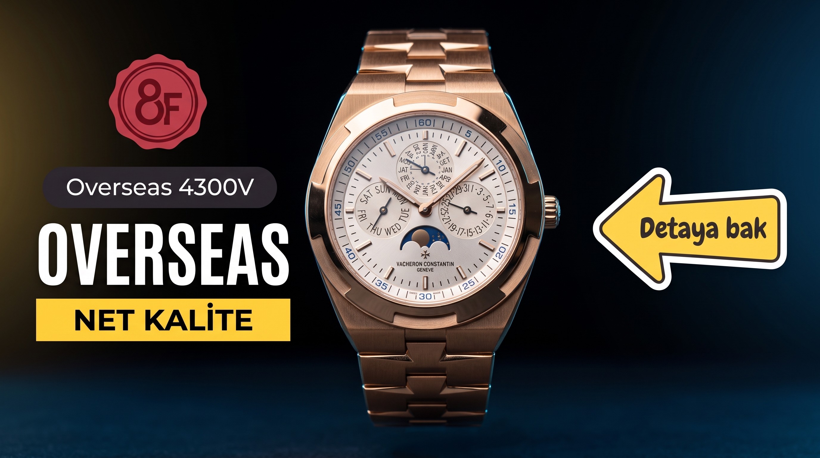 8F Factory Replika Vacheron Constantin Overseas Perpetual Calendar 4300V Rose Gold Saat İncelemesi