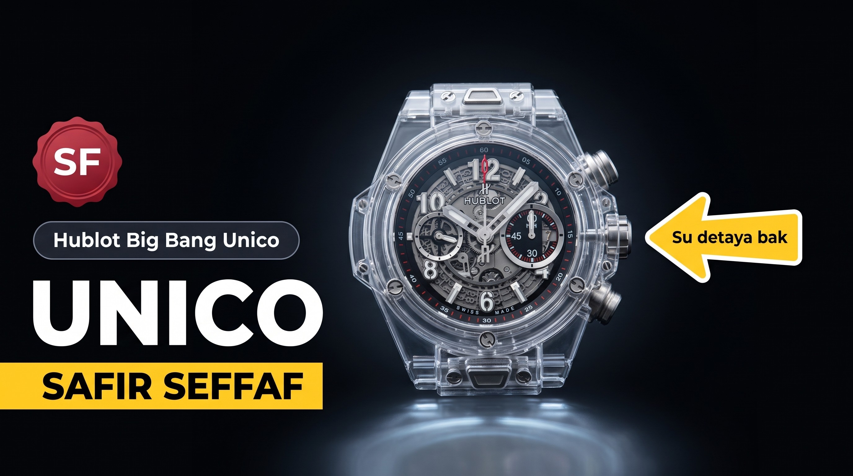SF Factory Replika Hublot Big Bang Unico Sapphire Transparent Saat – Beton Ormanındaki Su Hayaleti