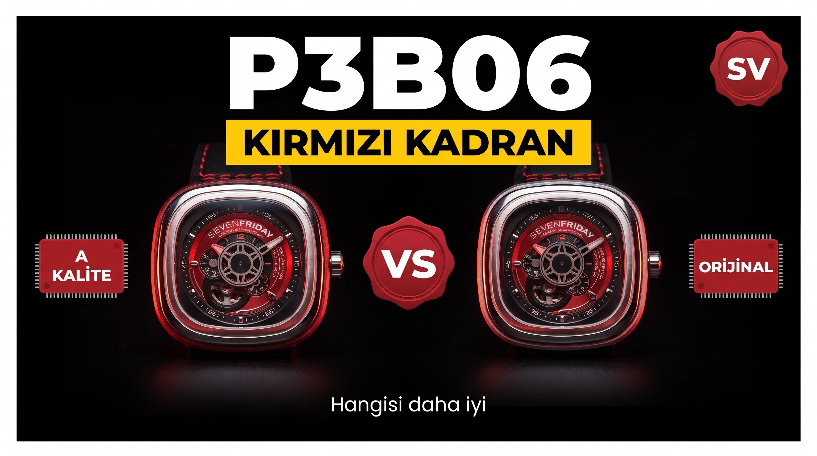 SV Factory SEVENFRIDAY (Seven Friday) P3B/06 Kırmızı Kadran Replika Versiyonun Orijinaliyle Karşılaştırmalı İncelemesi