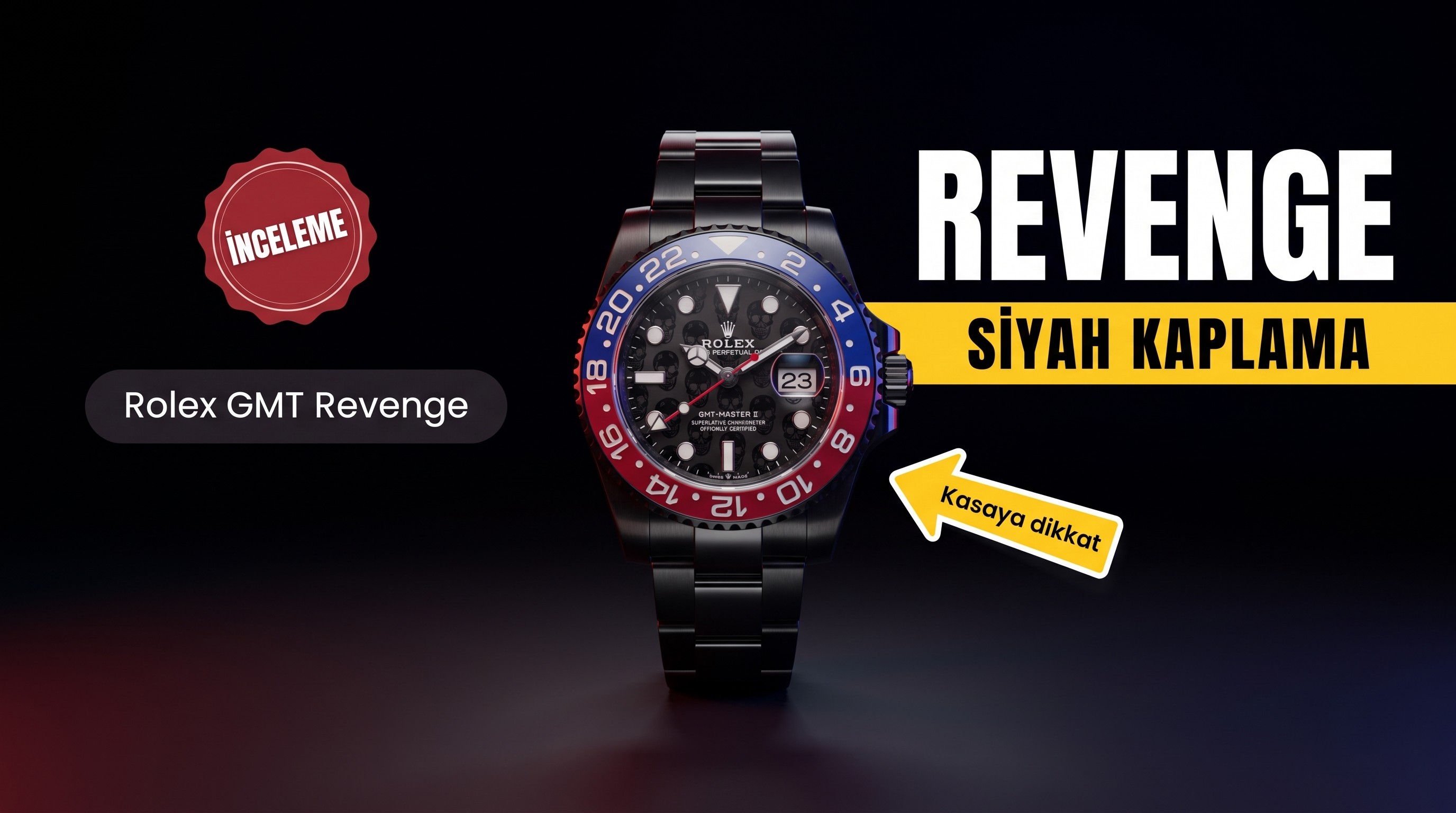 TBLACK Rolex GMT-Master Siyah Kaplama REVENGE Özel Üretim Milgauss Revenge Serisi Replika Saat