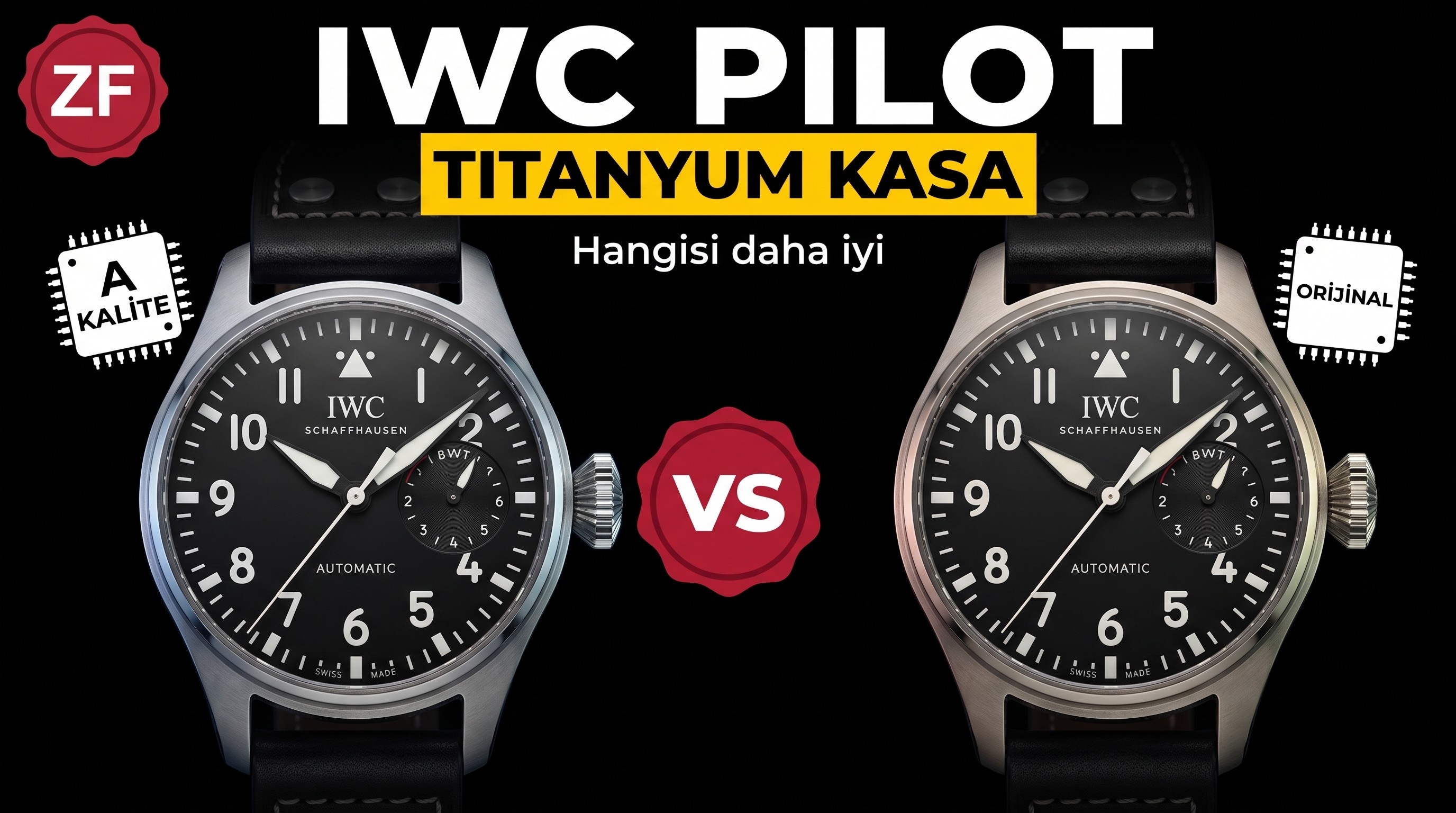 Titanyum Kasalı ZF Factory IWC Pilot Serisi IW501004 Titanyum Big Pilot Gerçek-Replika Karşılaştırma İncelemesi