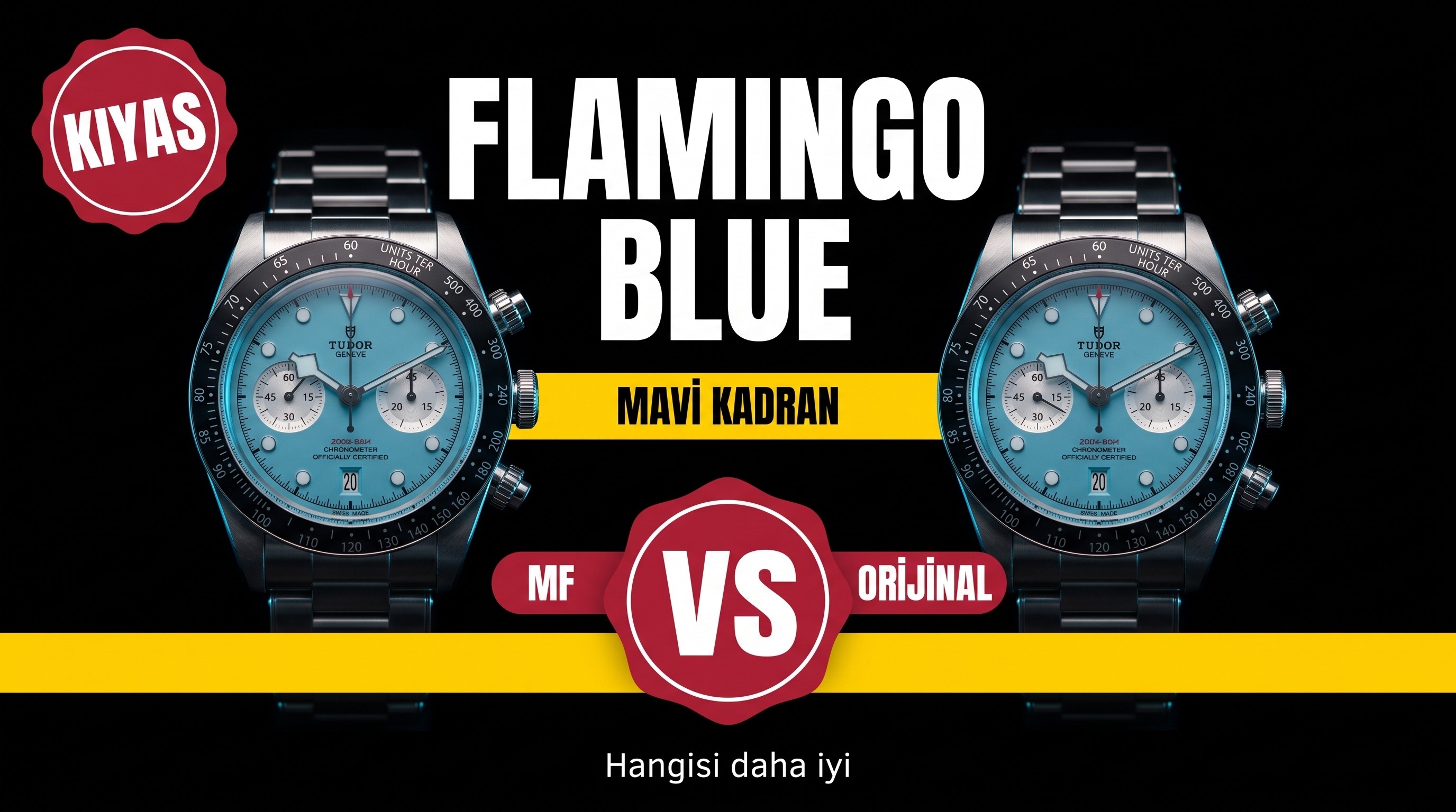Tudor Black Bay Flamingo Blue M+F ile Orijinalin Karşılaştırması