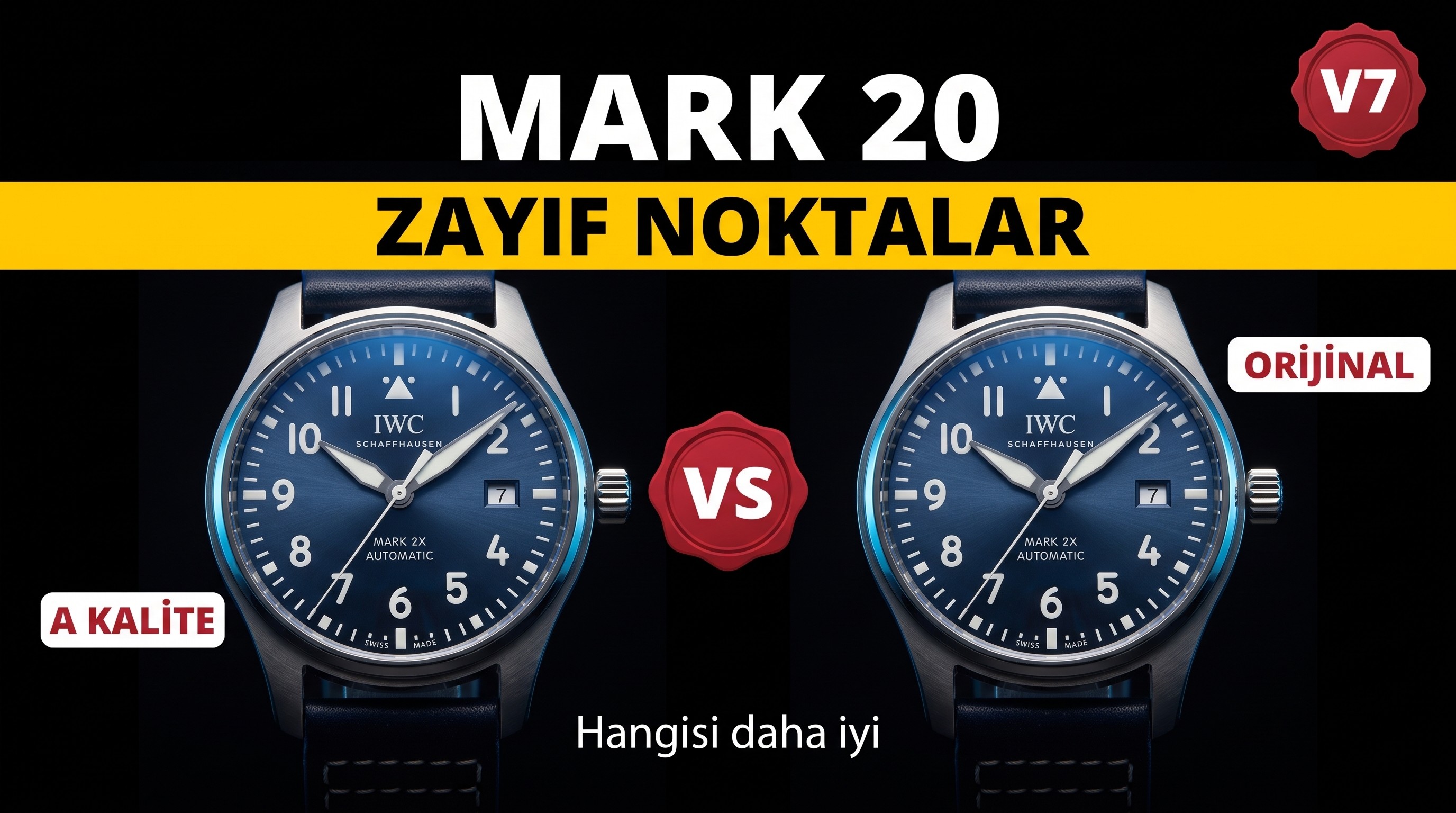 V7 Factory IWC Mark 20 orijinalle karşılaştırıldığında zayıf noktalar nerede?
