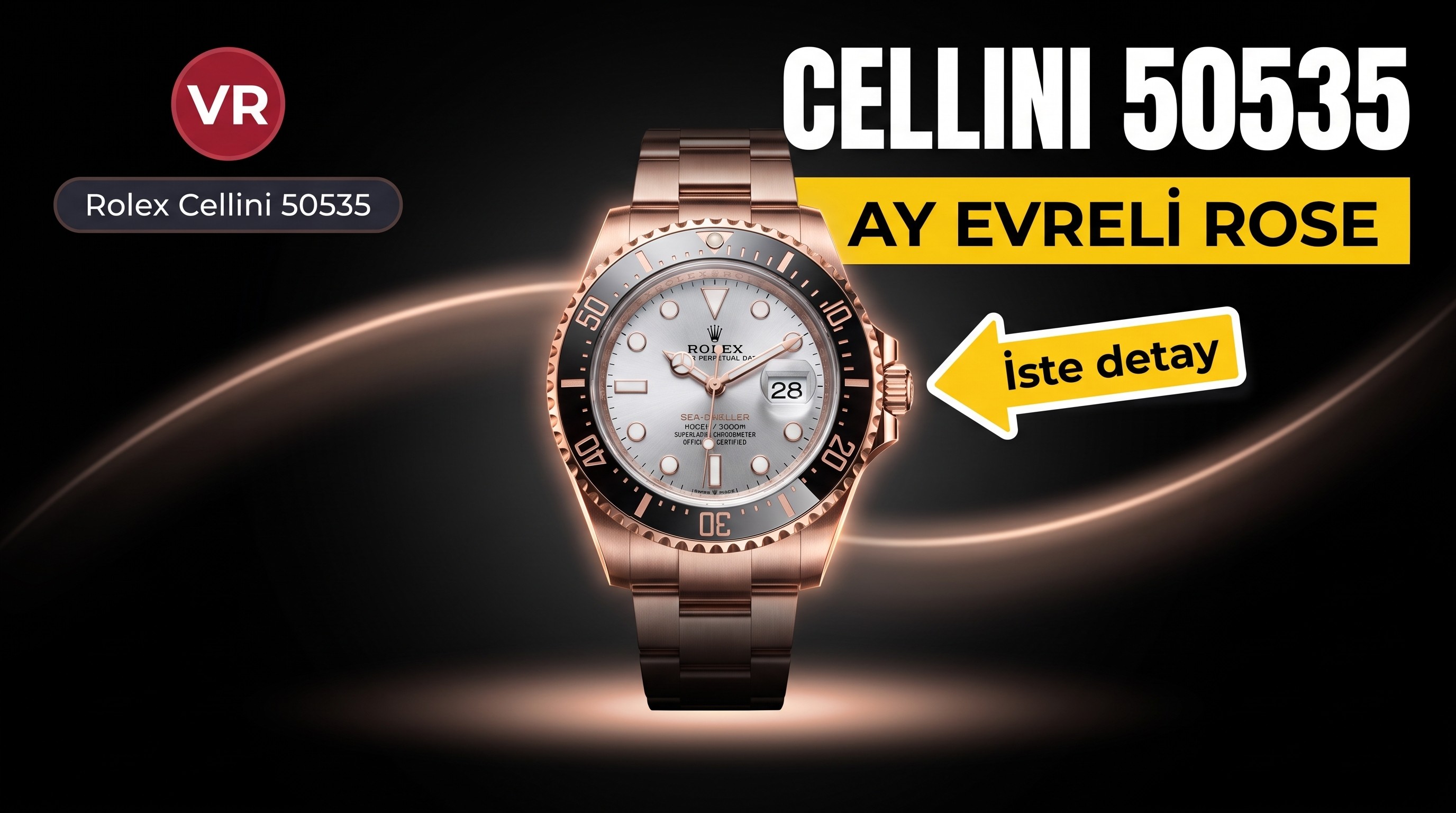 VR Factory Rolex Cellini serisi 50535 çok fonksiyonlu gerçek ay evreli kol saati