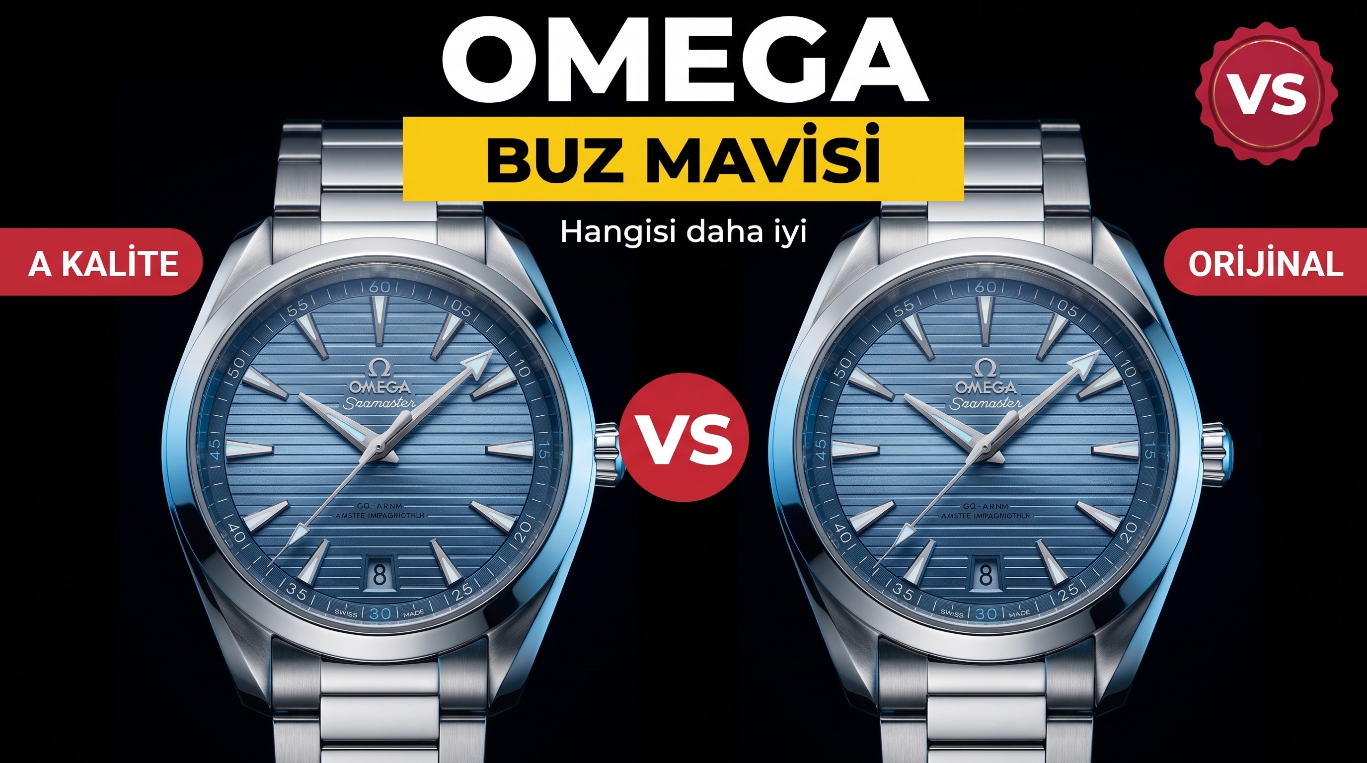 VS Factory Omega 150M Buz Mavisi Tik Ağacı Kadran Replika Saat - VS Saat
