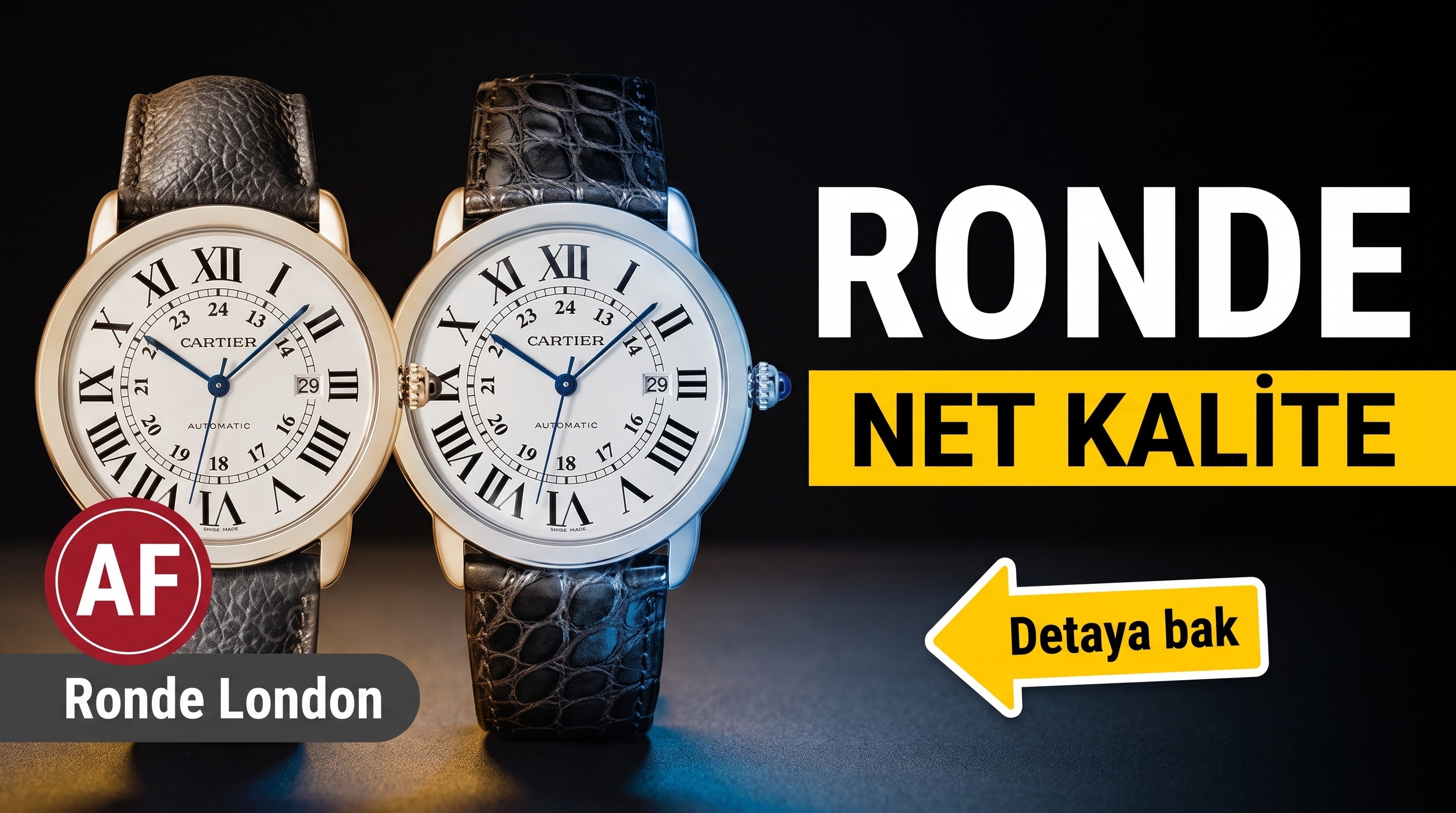 AF Factory Cartier Londra RONDE erkek 42 mm serisi, TOGO deri çabuk sökülen kayışlı