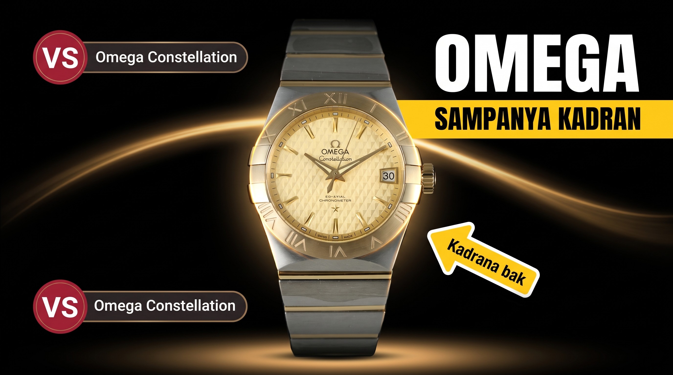 VS Factory Omega Constellation Serisi Baklava Desenli Şampanya Renkli Replika Saat - 123.20.38.21.08.002