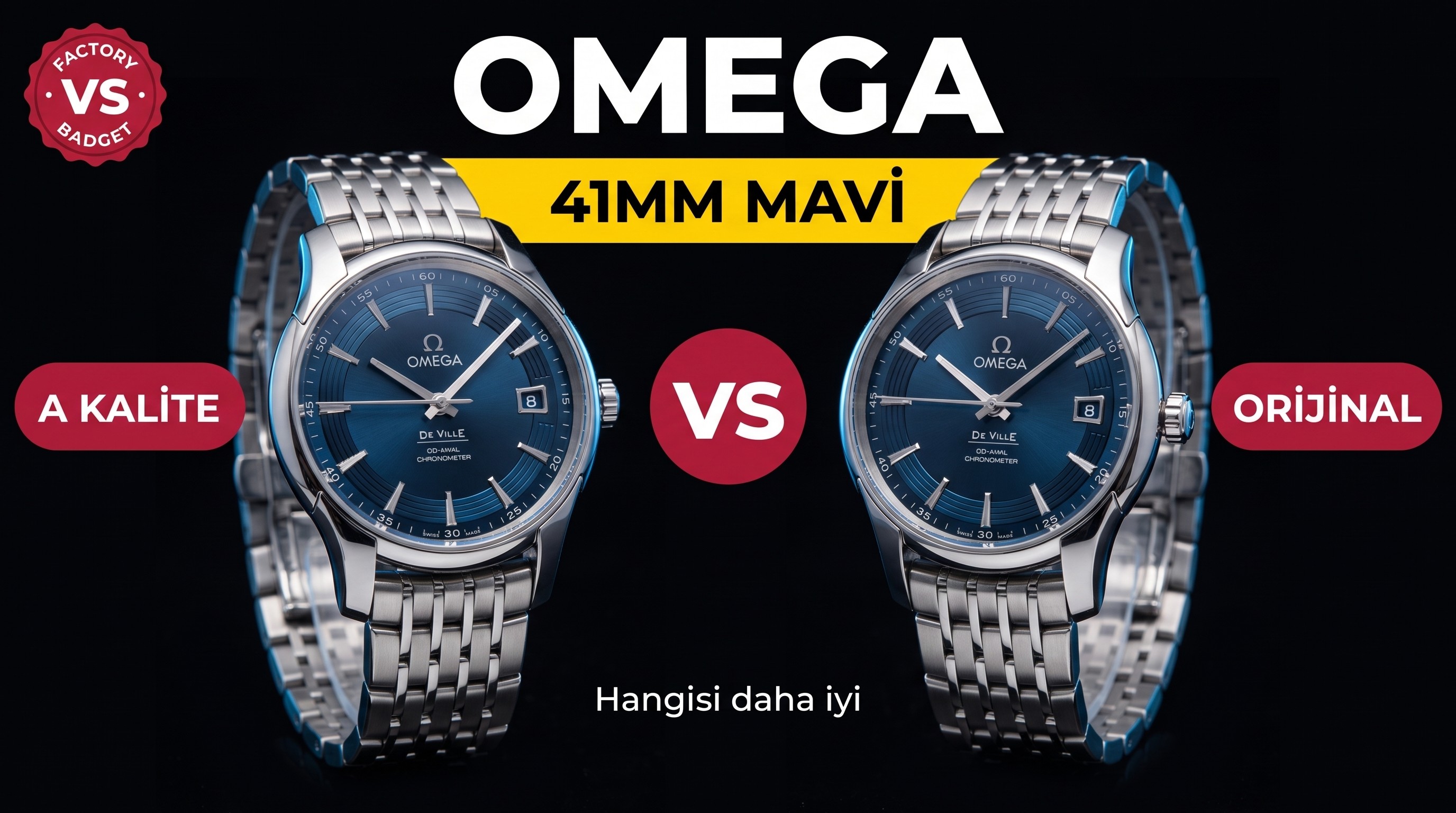 VS Factory Omega De Ville Parlak Mavi 41 mm karşılaştırmalı inceleme: Küçük fabrika ürününü ilk bakışta nasıl ayırt edersin