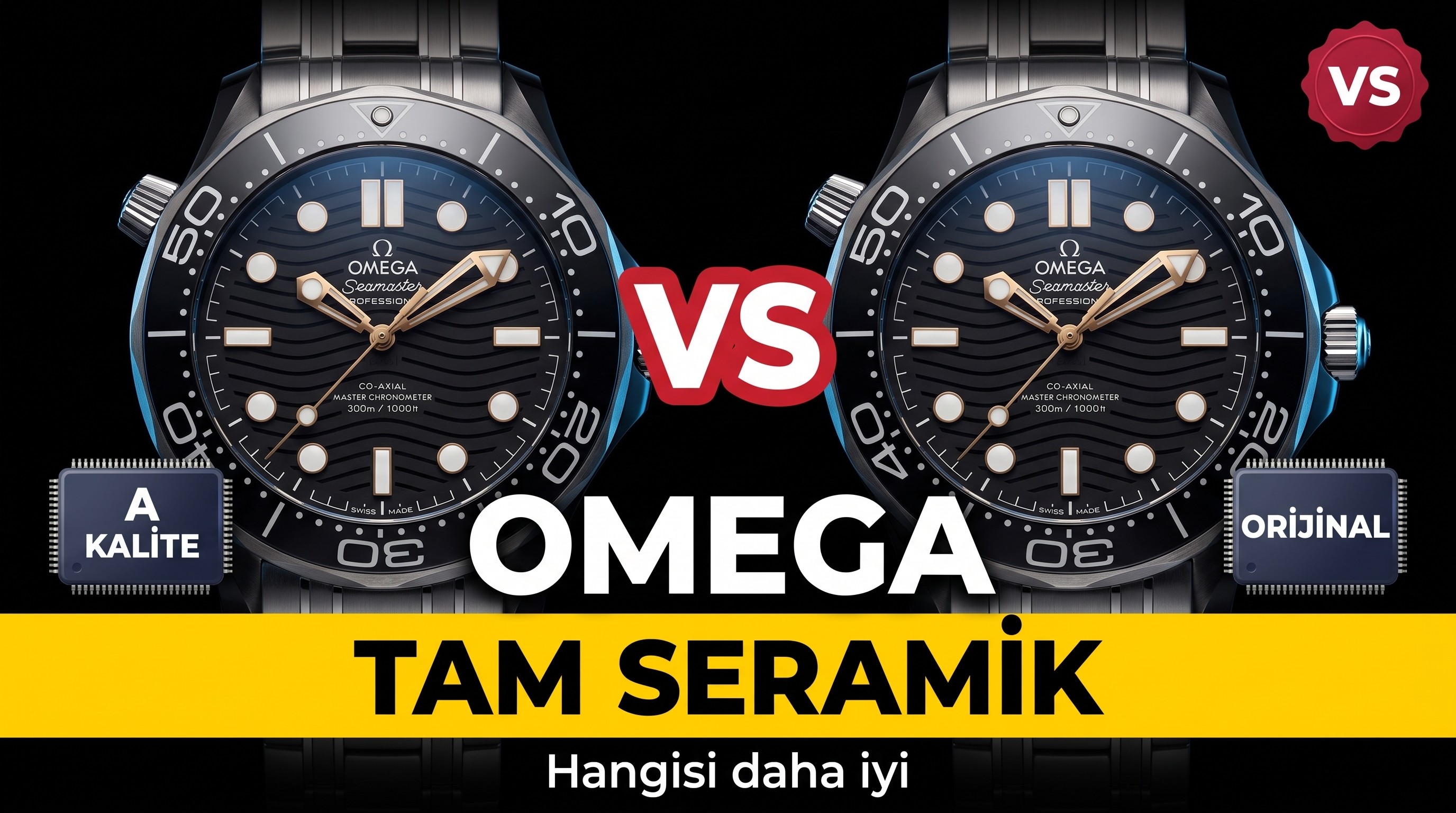 VS Factory Omega gerçek-replika karşılaştırması - Seamaster 300 tam seramik siyah model