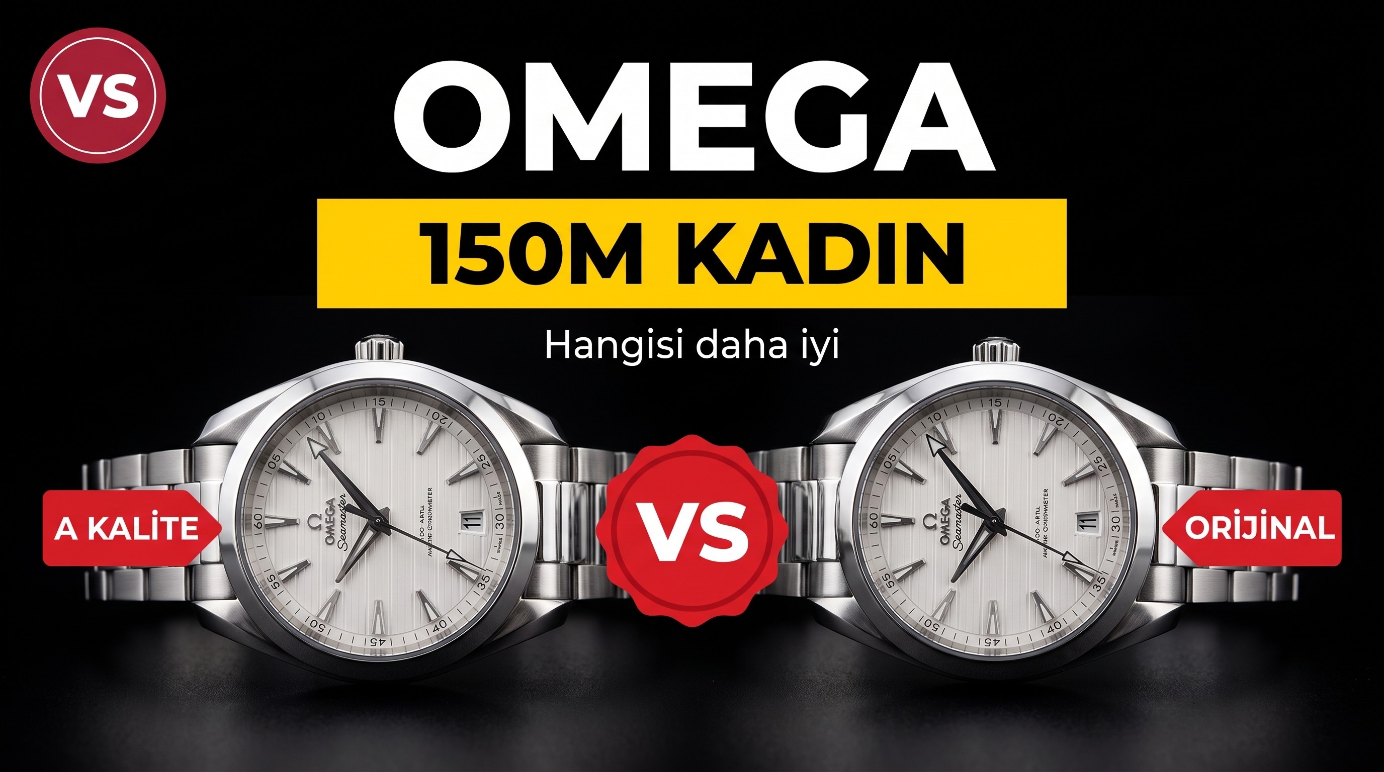 VS Factory Omega orijinalle karşılaştırma - Seamaster 150 kadın replika saat
