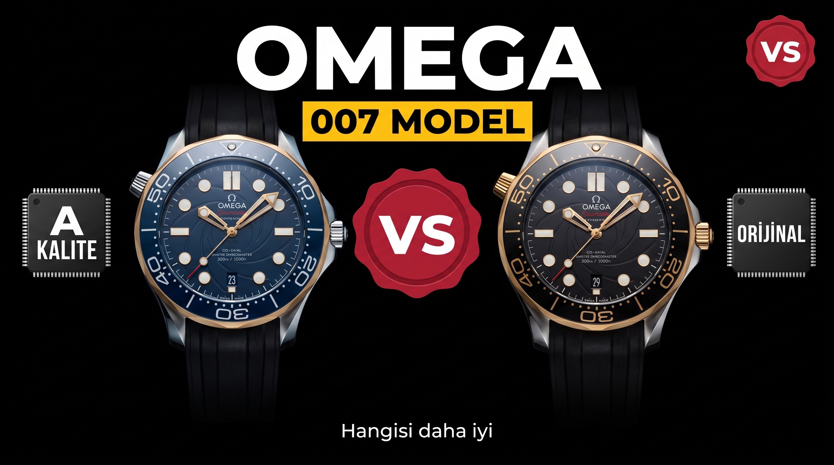 VS Factory Omega Replika Saat Piyasa Versiyonlarıyla Karşılaştırma - Seamaster 300 James Bond Limitli Sürüm