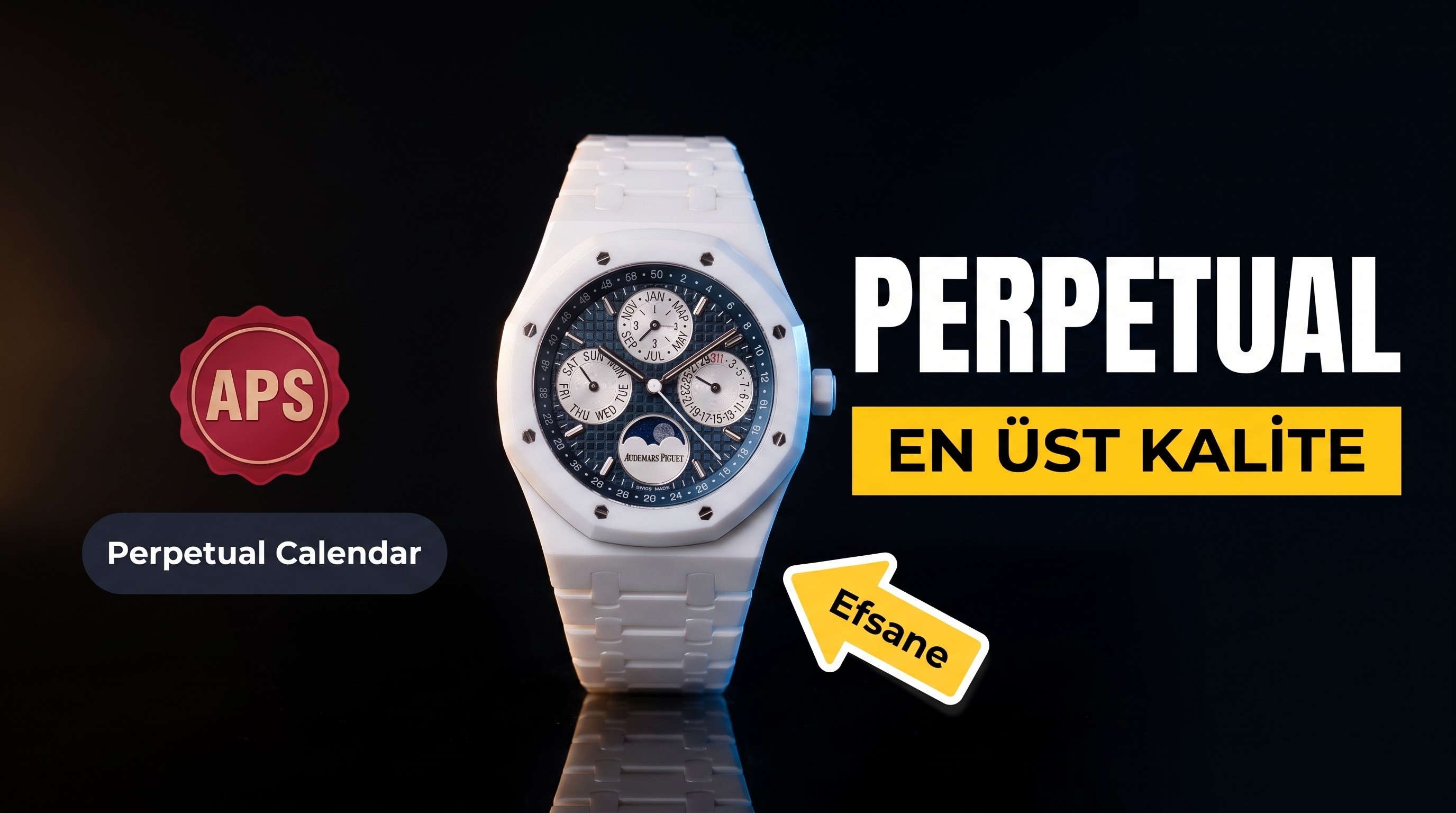 APS Factory Audemars Piguet Royal Oak Perpetual Calendar beyaz seramik saat incelemesi