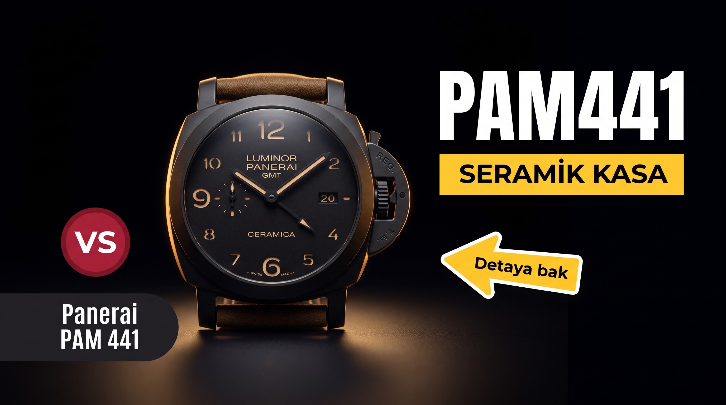 VS Factory Replika Panerai PAM 441 Ceramica Super Clone P.9001 Mekanizmalı Saat