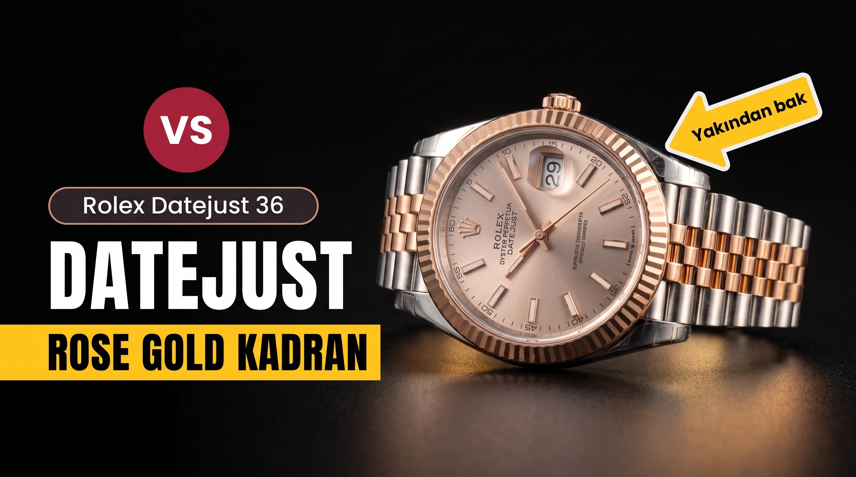 Vs Factory Rolex 36 Datejust Rose Gold Kadran Re...