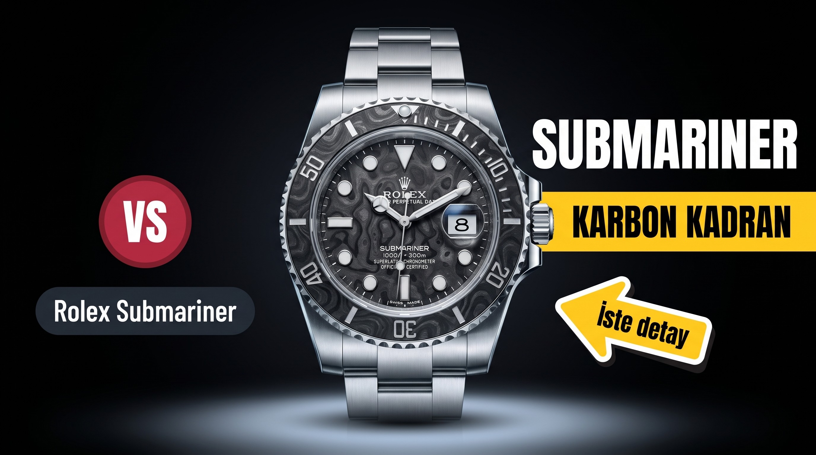 VS Factory Rolex DIW Karbon Fiber Kadranlı 3135 Replika Kol Saati - VS Saat