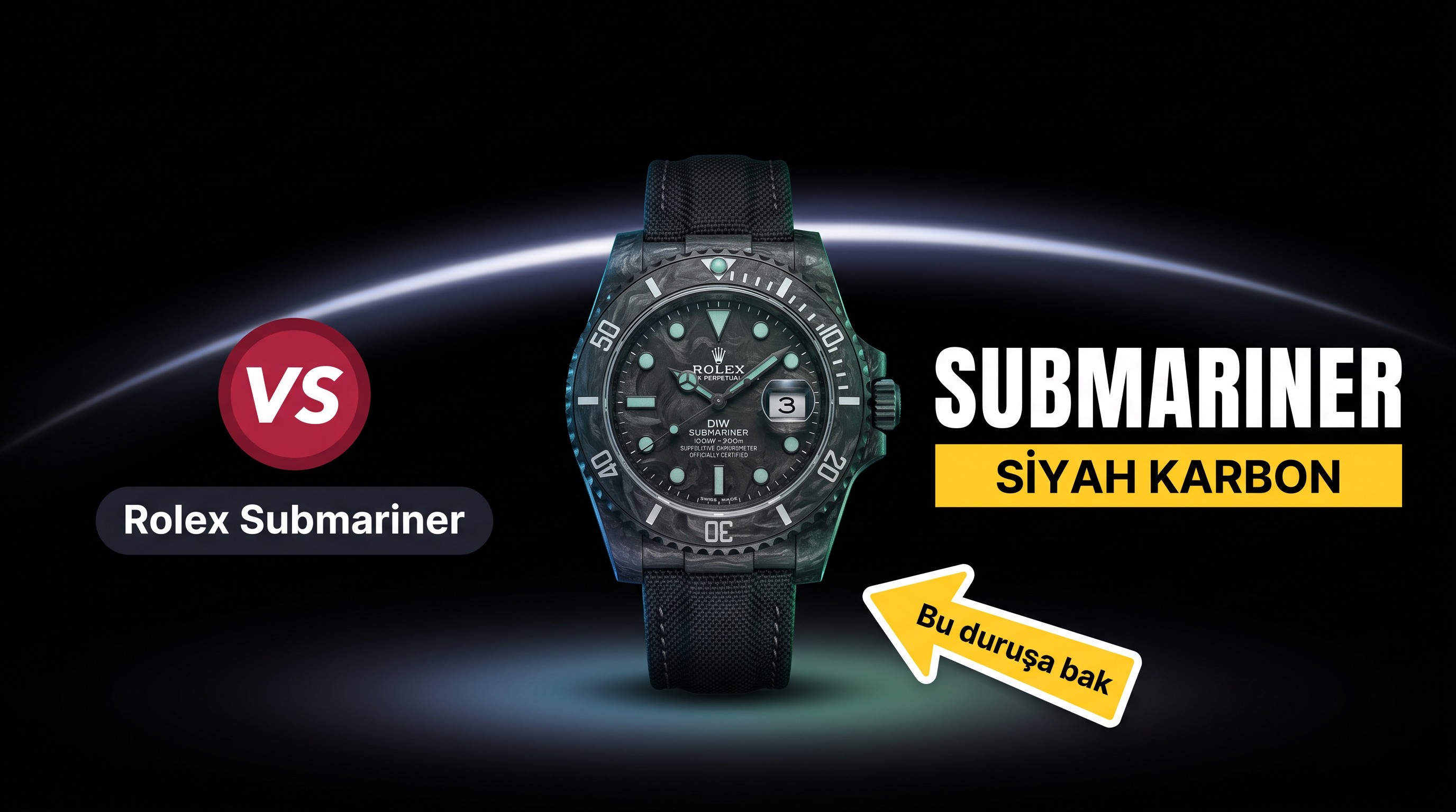 VS Factory Rolex DIW Karbon Fiber Siyah Replika Saat - VS Saat