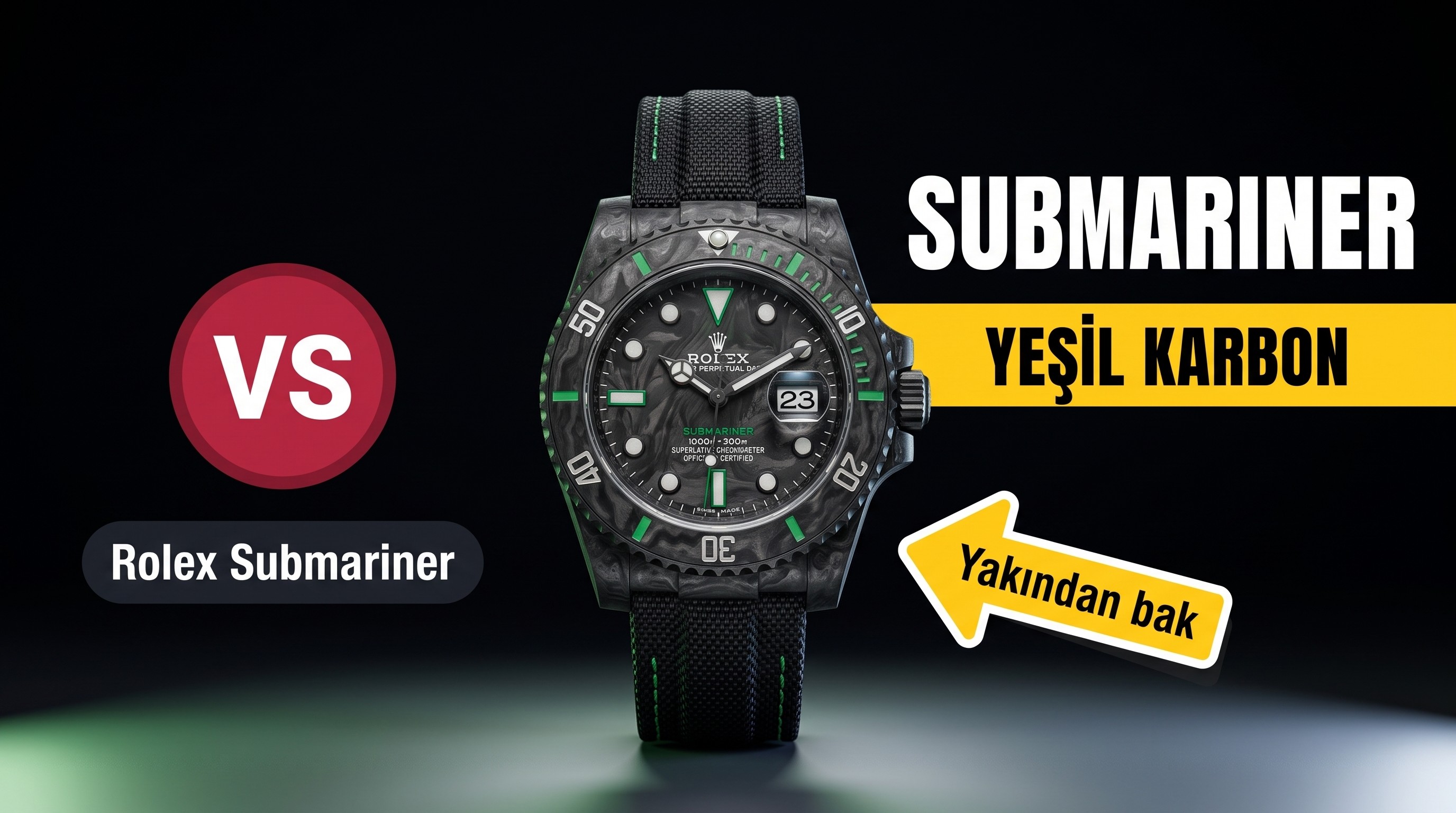 VS Factory Rolex DIW Karbon Fiber Yeşil Replika Kol Saati - VS Saat