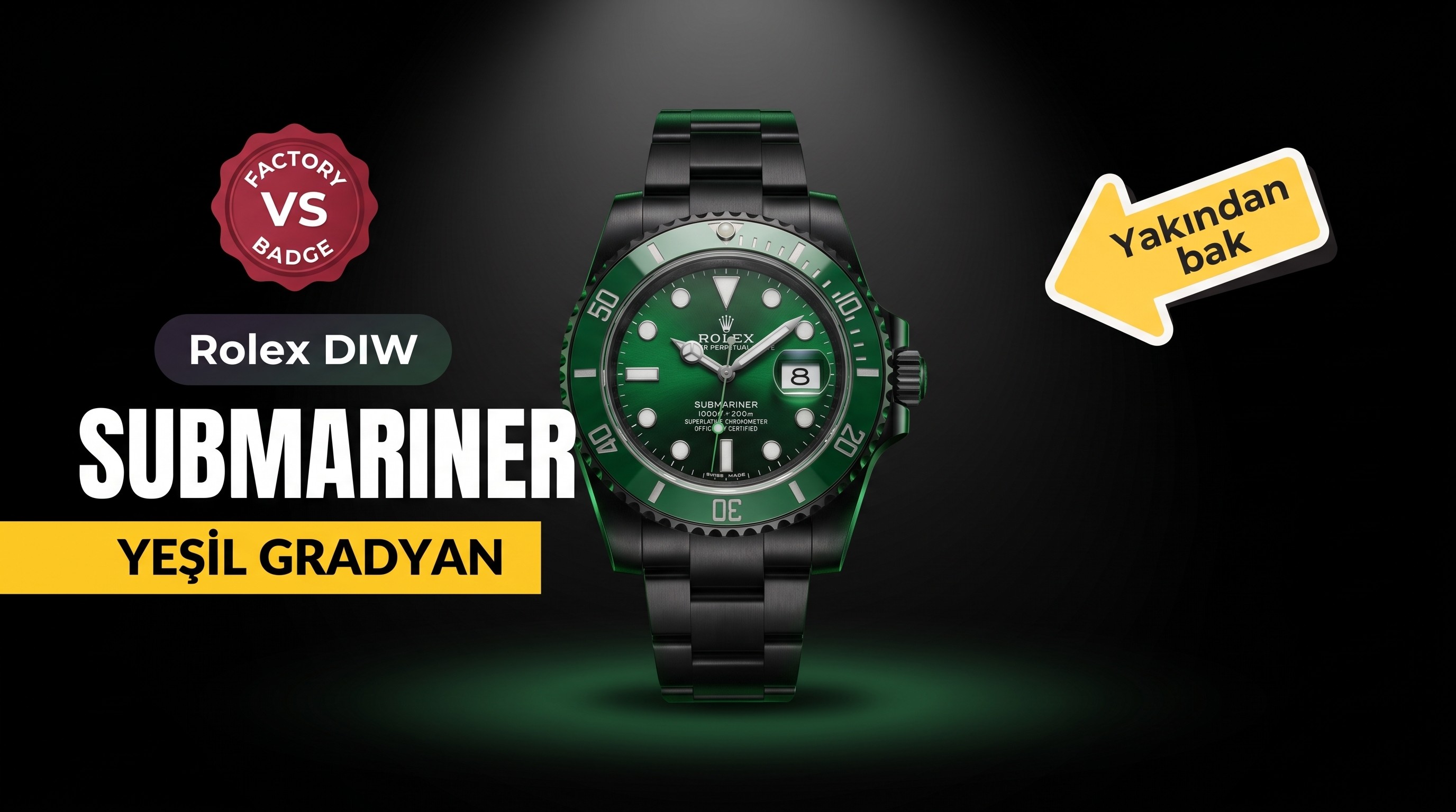 VS Factory Rolex DIW Yeşil Degrade 3135 Replika Kol Saati - VS Saat