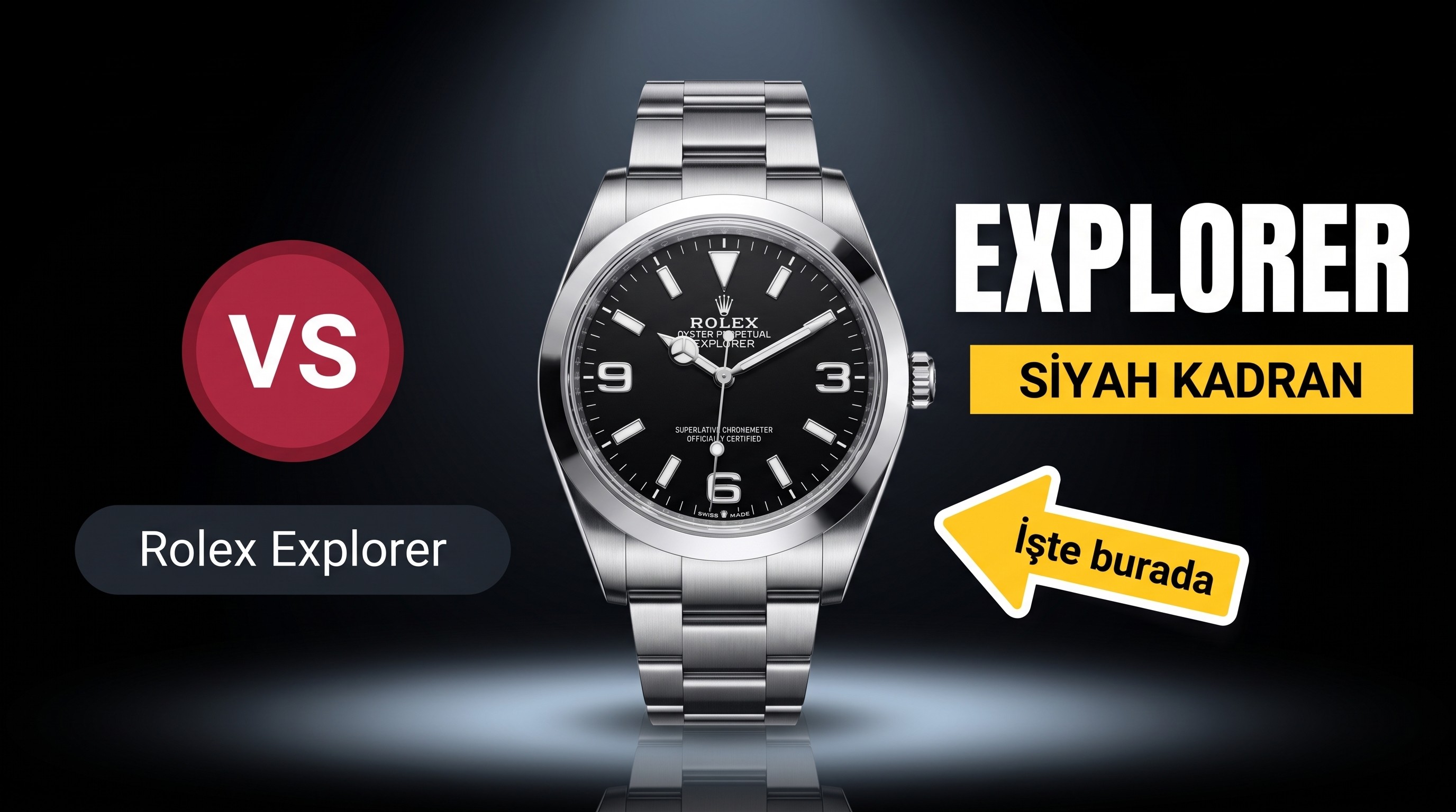 VS Factory Rolex Explorer 40 mm siyah replika saat - VS Saat