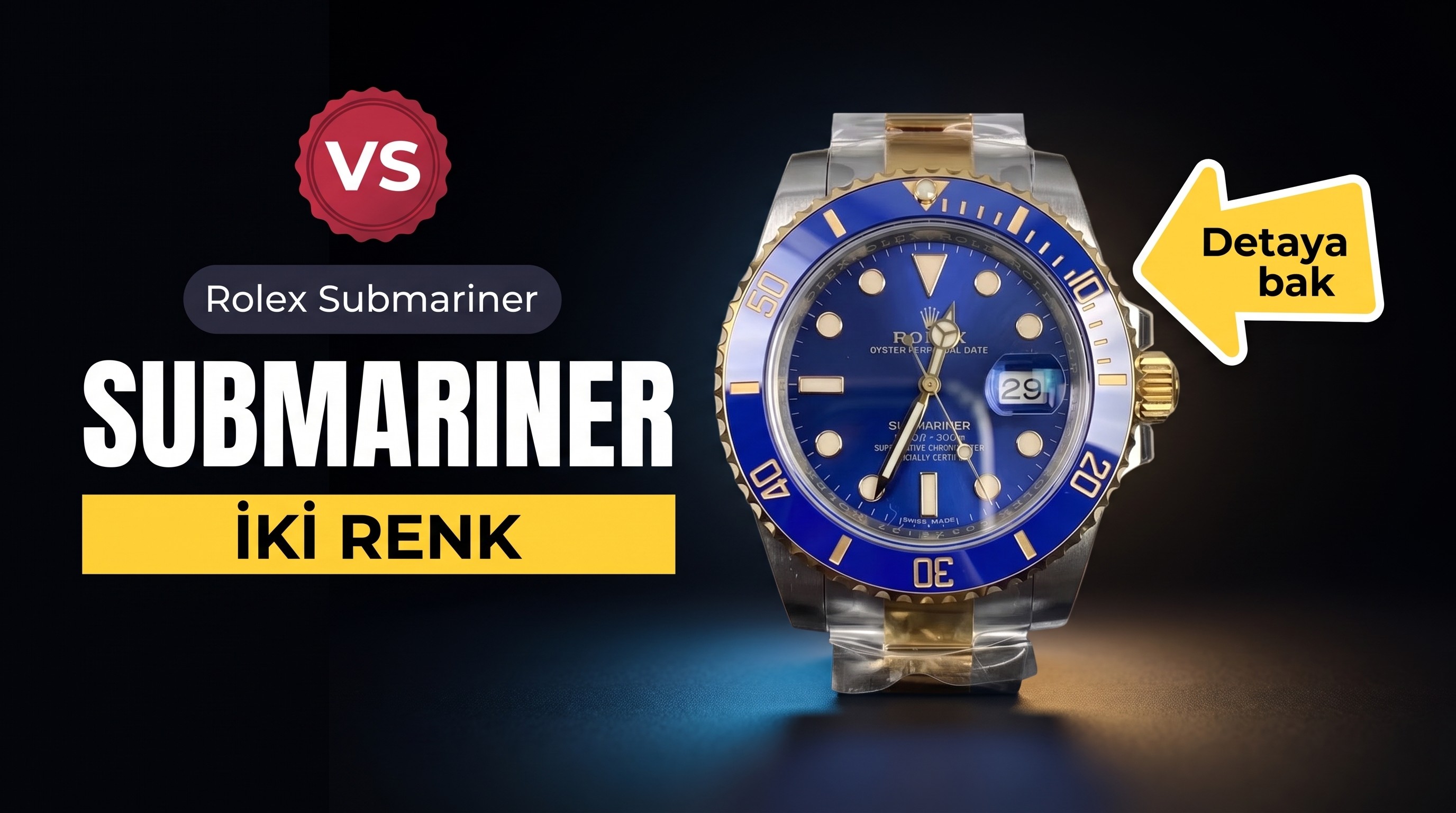 VS Factory Rolex İki Renk Mavi Su Hayaleti 3135 Replika Saat - VS