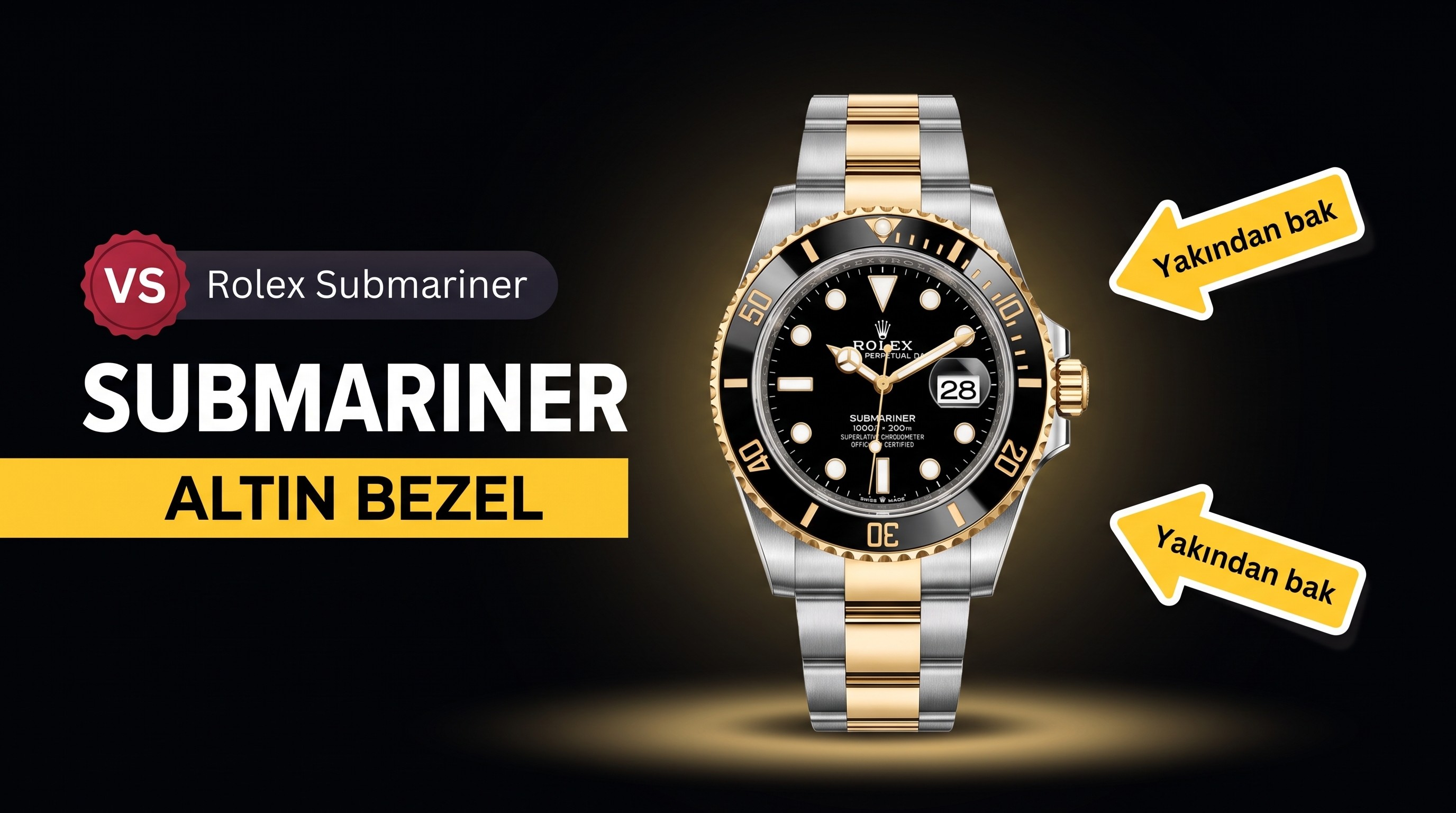 VS Factory Rolex İki Renkli Altın Siyah Su Hayaleti 3235 Replika Saat - VS Saat