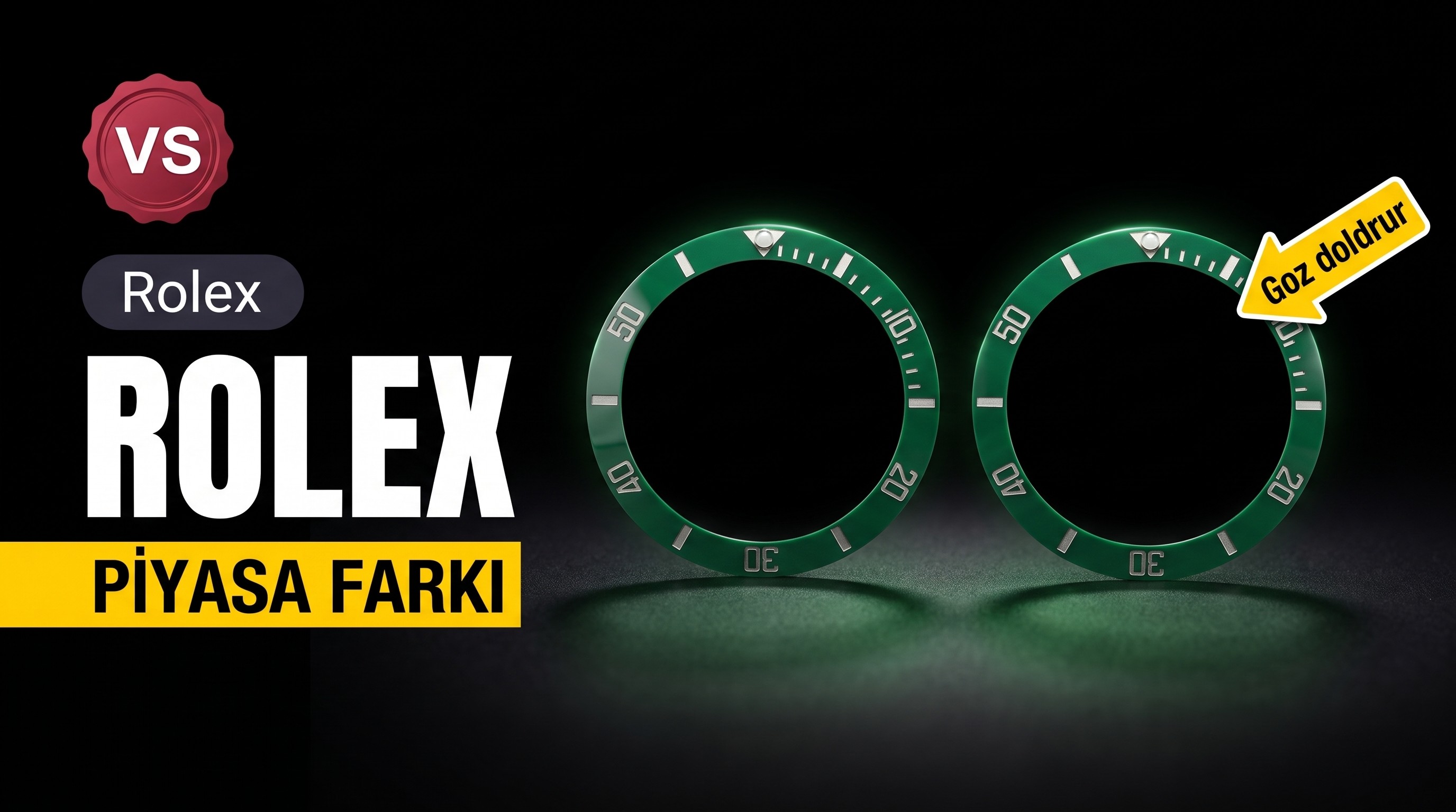 VS Factory Rolex Replika Saat ile Piyasa Versiyonunun Karşılaştırması - Yeşil Su Hayaleti Seramik Bezel
