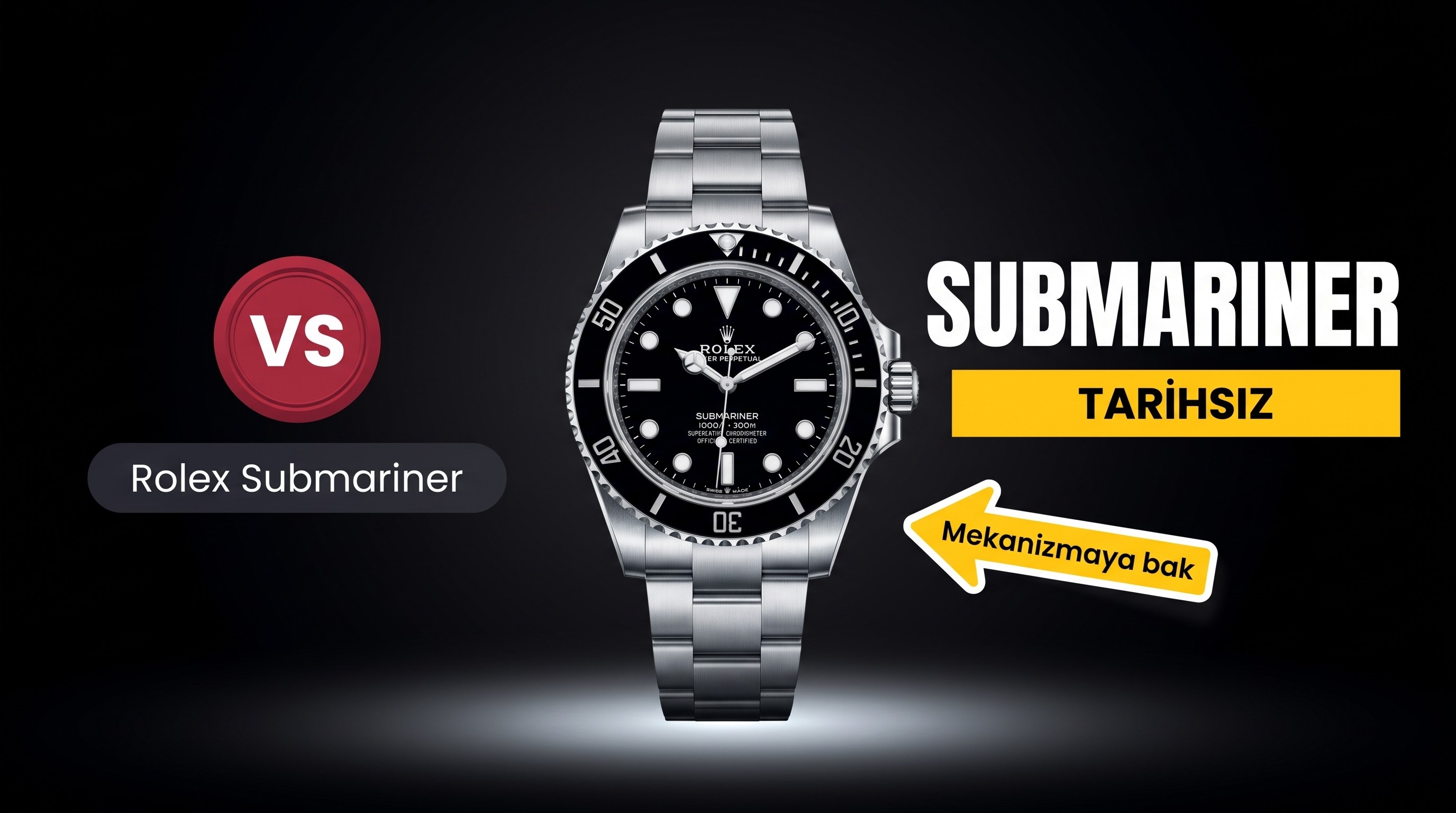 VS Factory Rolex Siyah Submariner tarihsiz 3135 replika kol saati - VS saat
