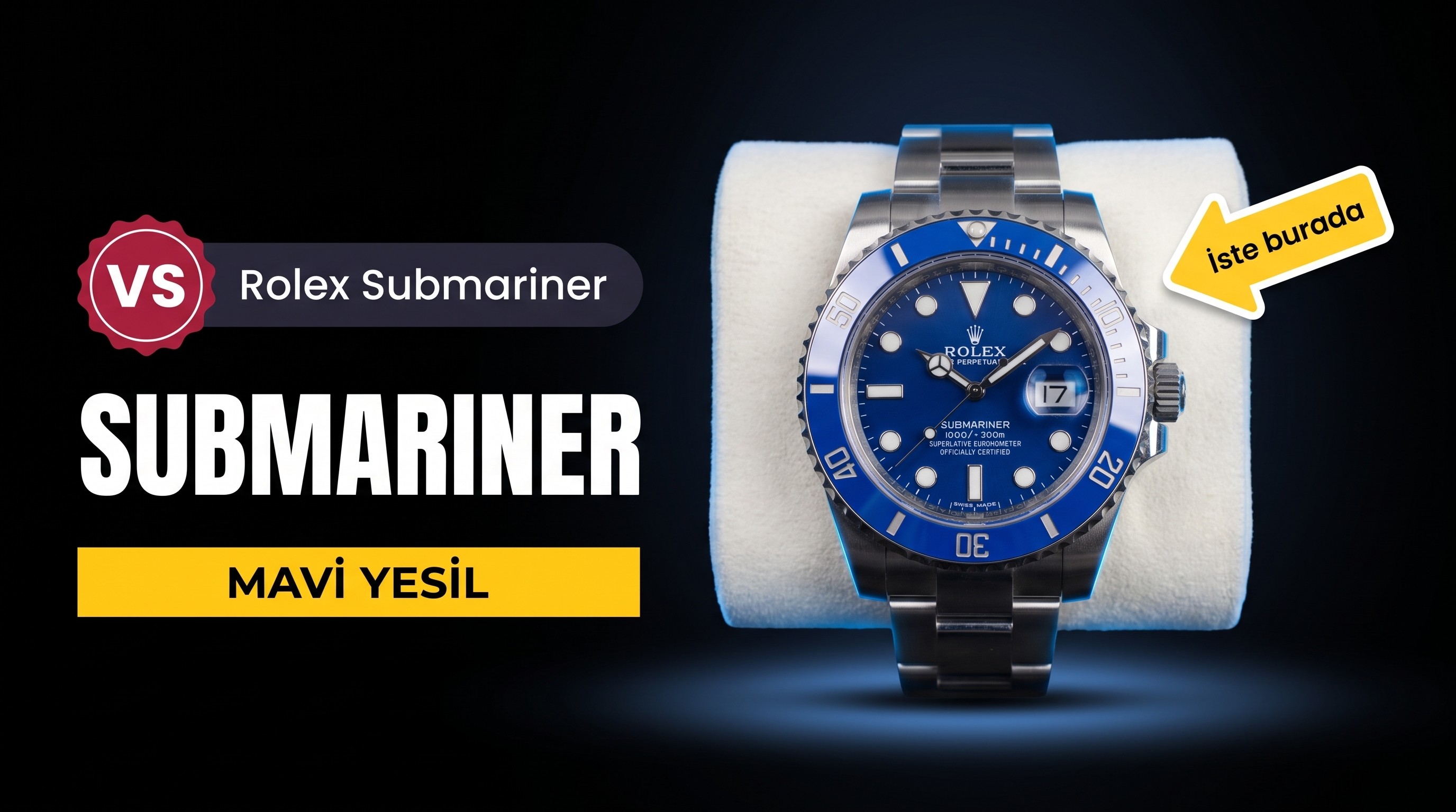VS Factory Rolex Yeşil-Mavi Su Hayaleti 3135 Replika Kol Saati - VS Saat