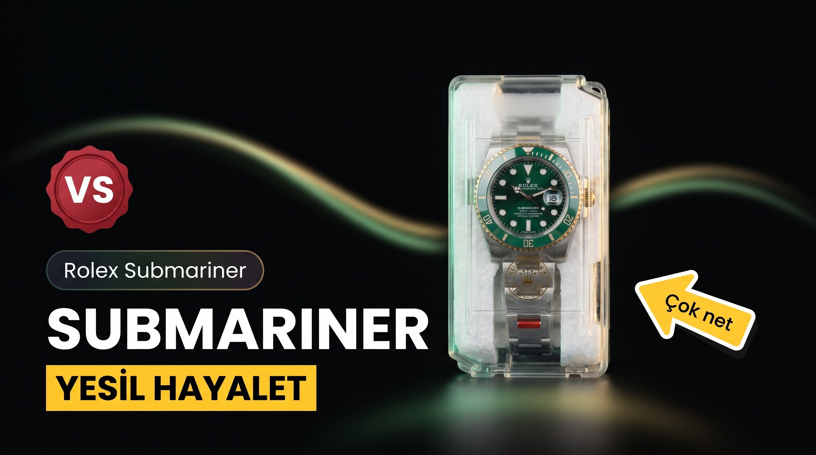 Yalanlama: VS Factory yeşil su hayaleti 3135 mekanizmalı yeşil bezelin yazı tipi kalın değil
