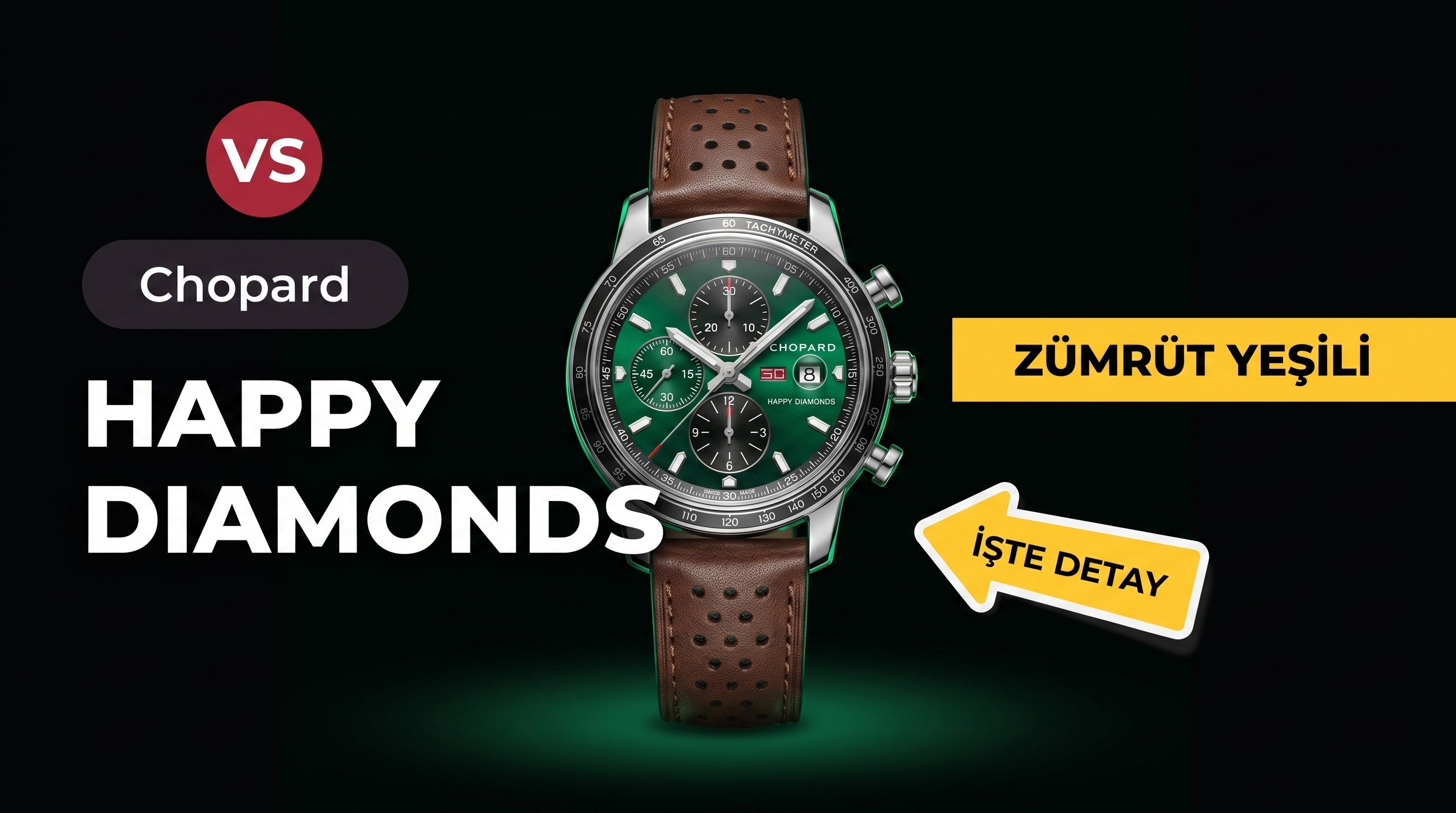 YF Factory Chopard Happy Diamonds serisi 2023 yeni zümrüt yeşili mekanik kadın kol saati