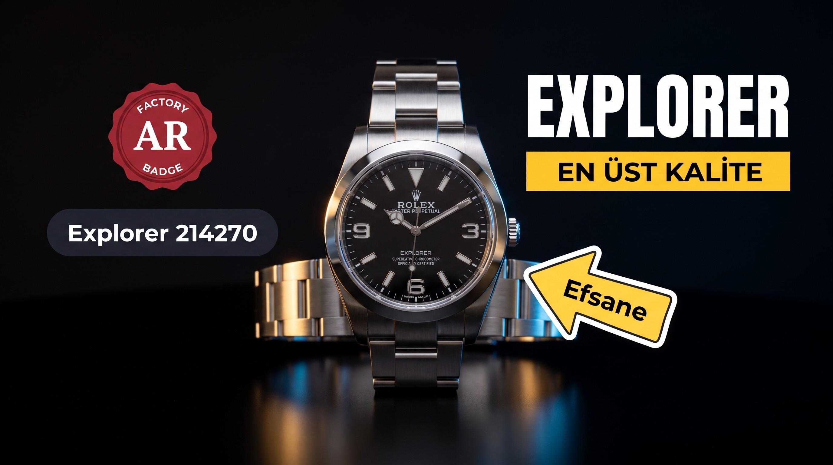 AR Factory Rolex Explorer 1. Nesil «904 Çelik» 214270 Siyah Kadran İşçilik İncelemesi