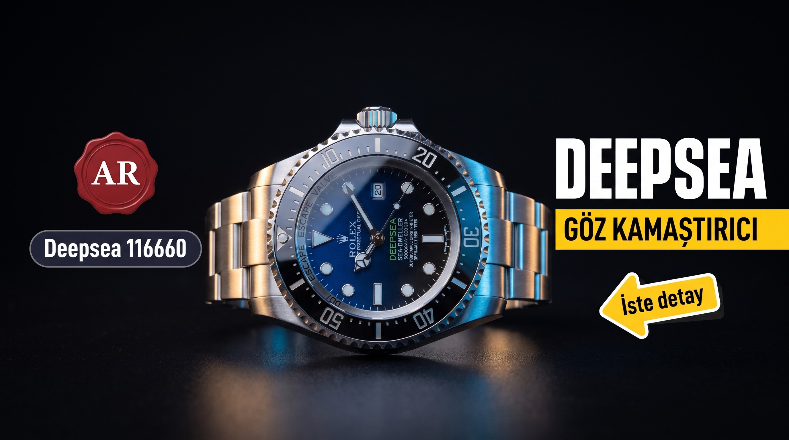AR Factory Rolex Sea-Dweller Deepsea 116660 gradyan kadranlı Deepsea saat incelemesi