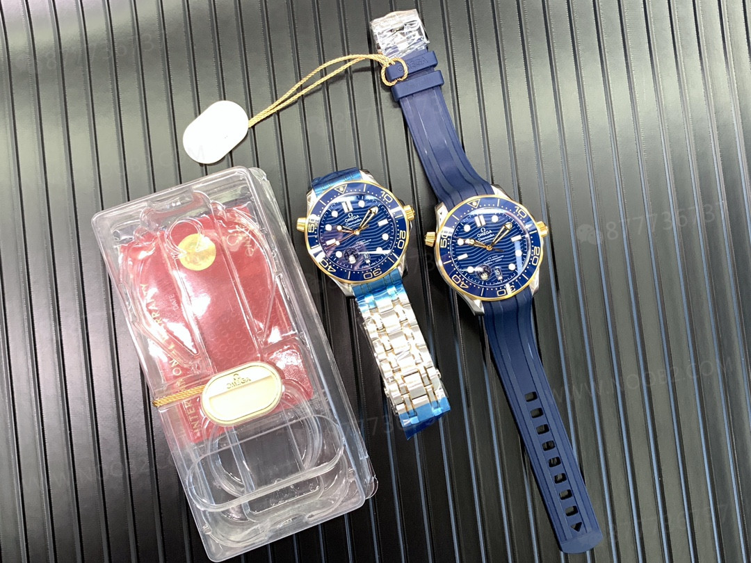 020VS Factory Omega Seamaster 300 Two-Tone Altın Mavi Kadran Gerçek Çekim — 1. fotoğraf