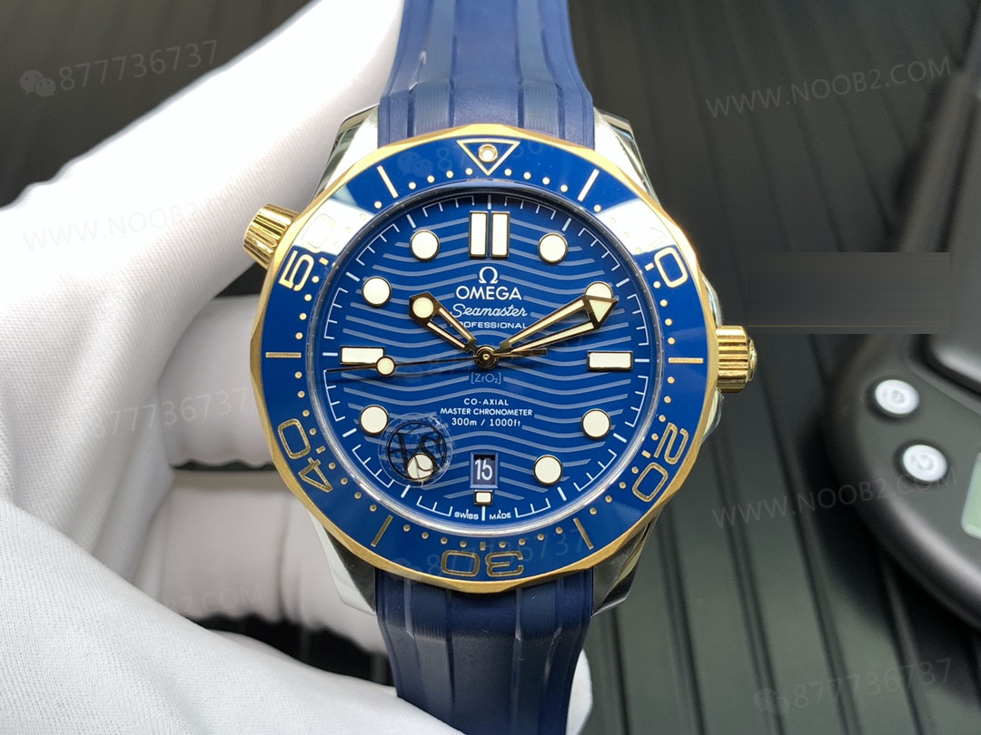 020VS Factory Omega Seamaster 300 Two-Tone Altın Mavi Kadran Gerçek Çekim — 2. fotoğraf