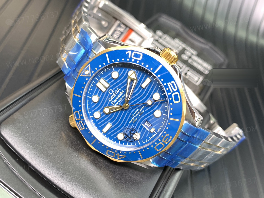 020VS Factory Omega Seamaster 300 Two-Tone Altın Mavi Kadran Gerçek Çekim — 6. fotoğraf