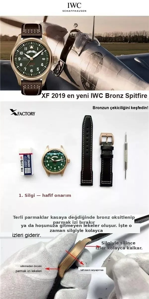 2019 En Yeni XF Factory IWC Bronz Spitfire Pilot UTC MJ271 Özel Versiyon IW327101 İncelemesi - Bilezik Bakla Ayrımı ve Pim Yapısı