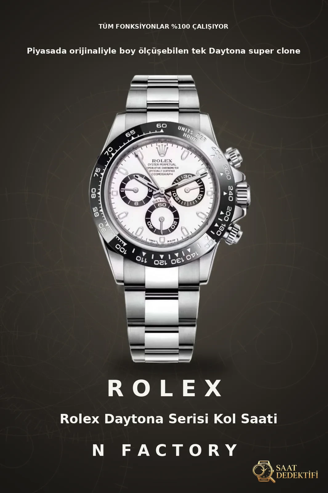 Rolex Daytona Replika Saat İncelemesi - Ön Görünüm ve Kasa Tasarımı