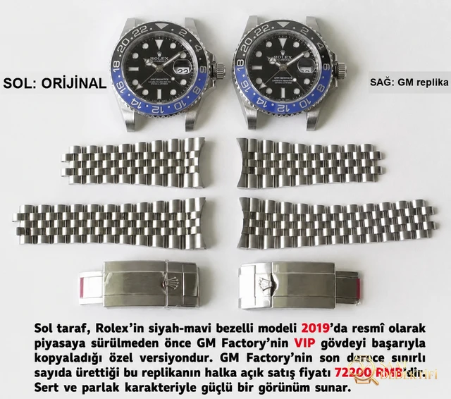 2019GM Factory Rolex GMT mavi-siyah bezel 904L Oyster çelik kol saati göz kamaştırıyor! - Kasa Çeliği ve Polisaj Kalitesi