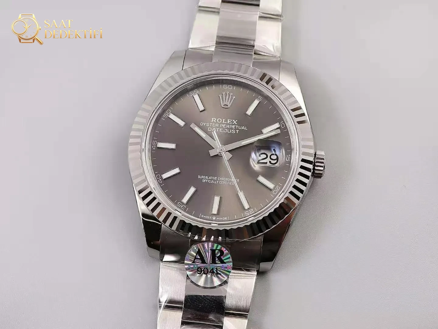 Replika Rolex Datejust 41mm Gümüş Gri