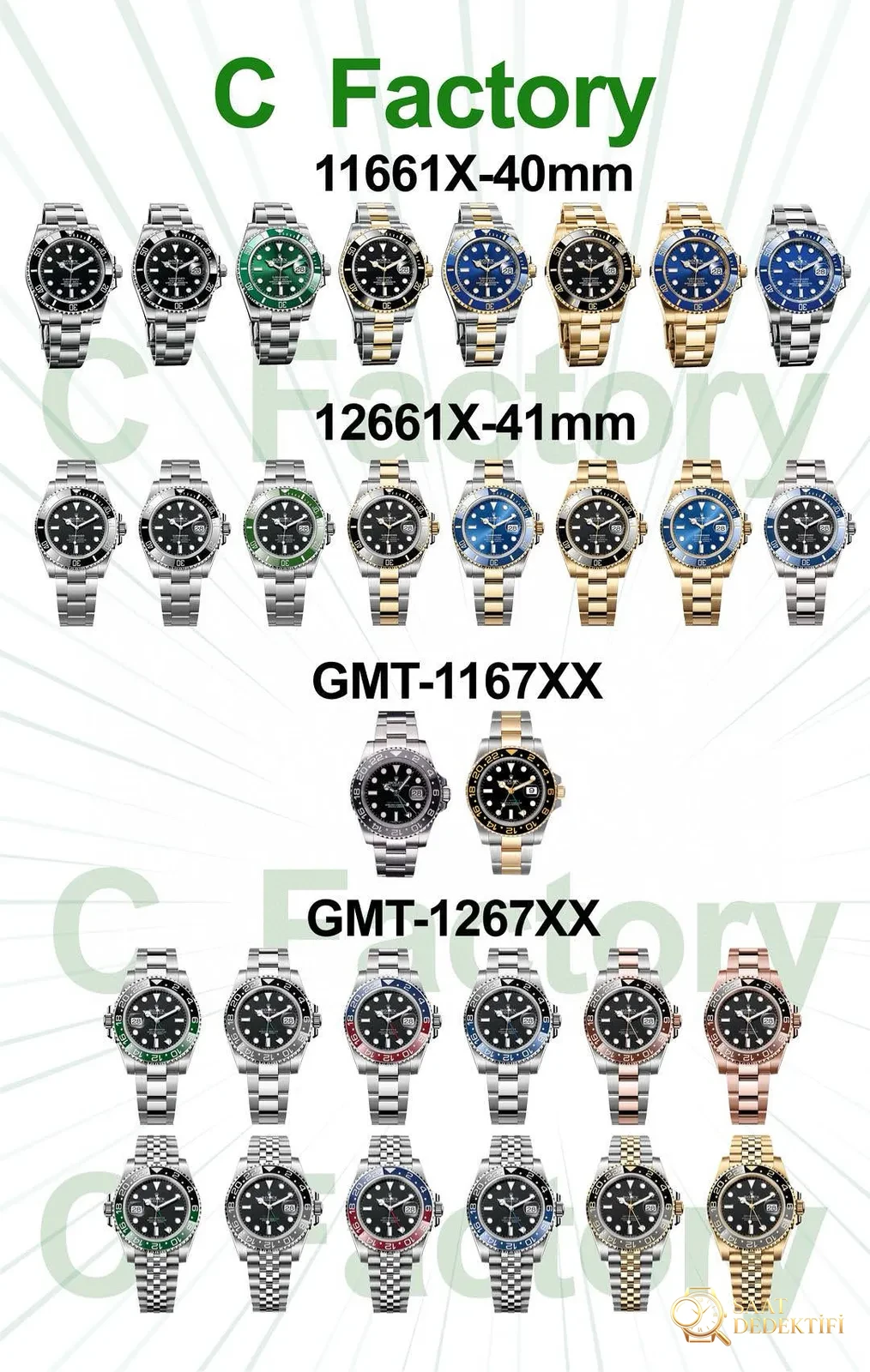 Clean Factory 2025 afişi: Submariner 11661X / 12661X ve GMT-Master II 1167XX / 1267XX referansları