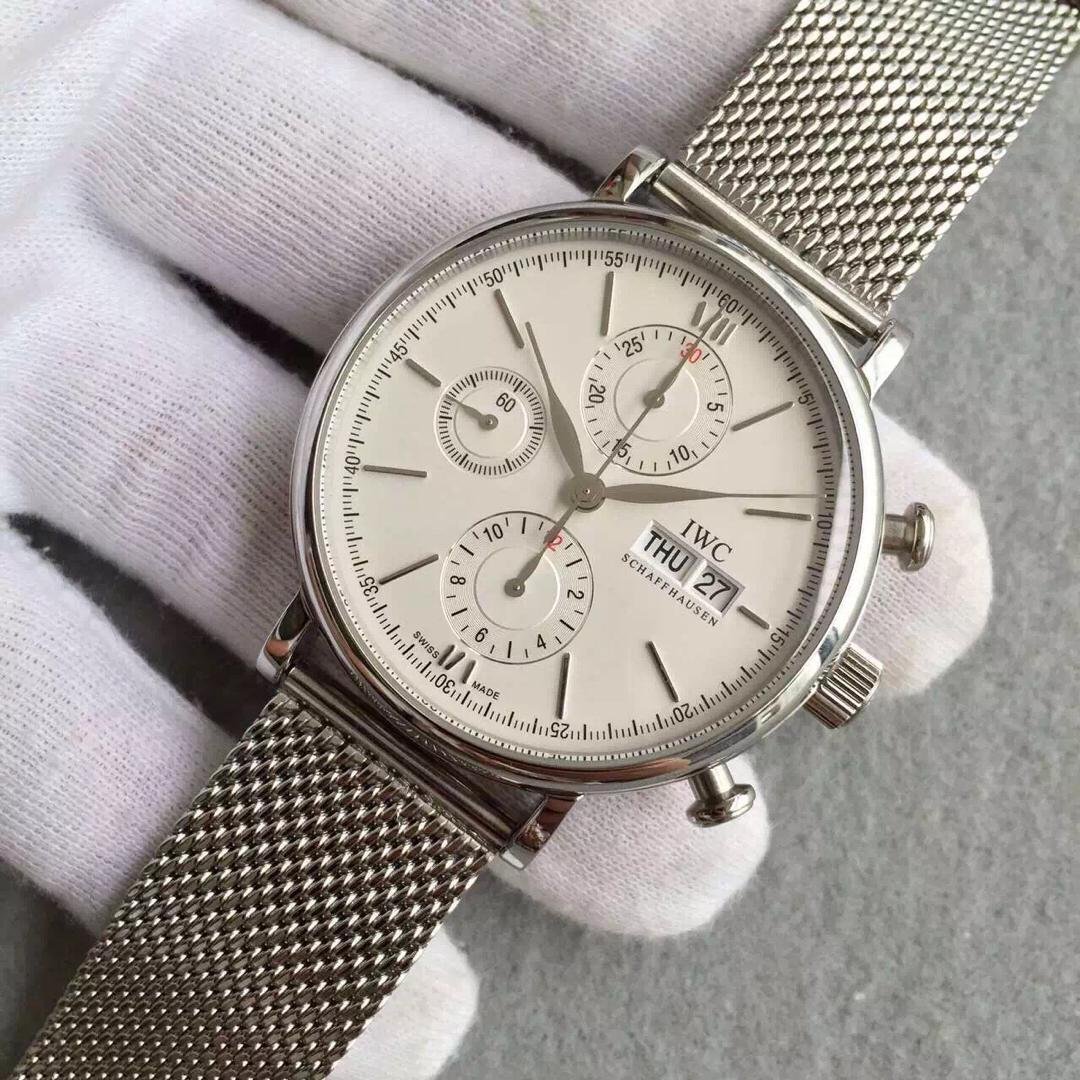 IWC Portofino Kronograf Gümüş Replika