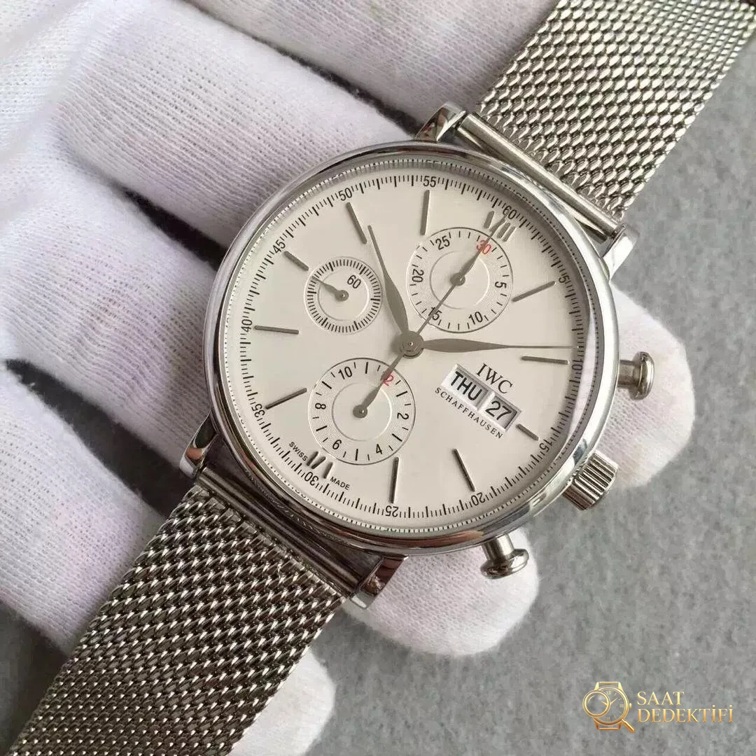 IWC Portofino Kronograf Gümüş Replika
